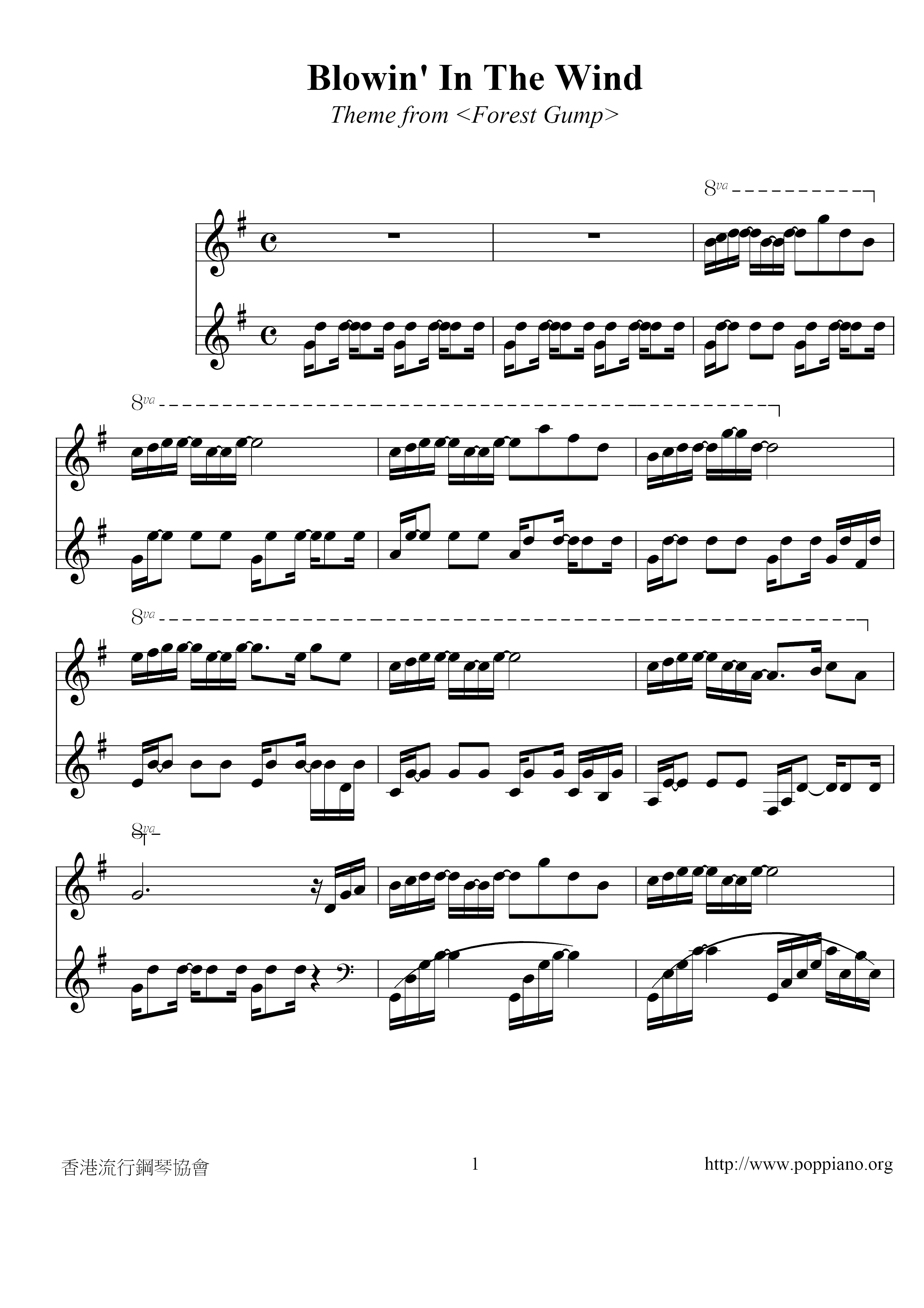 Blowing In The Wind Score