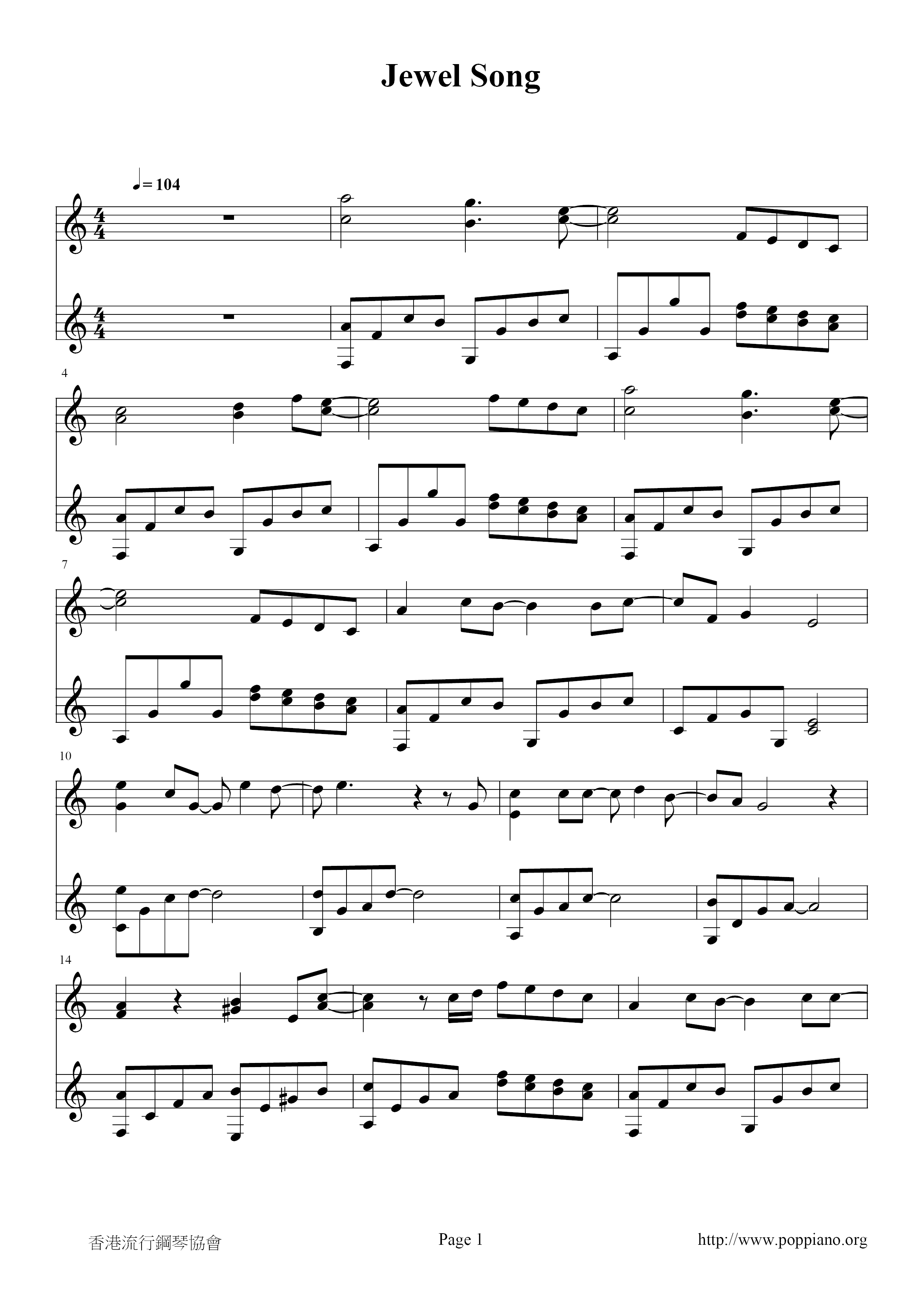 Jewel Song Score