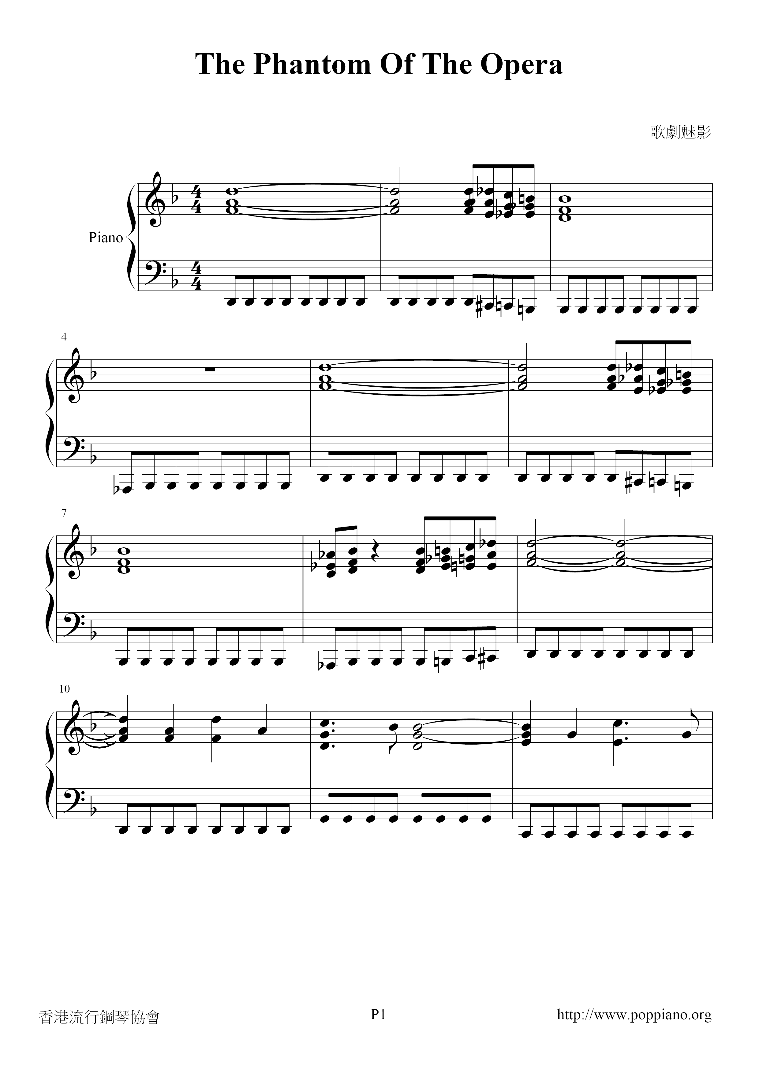 The Phantom Of The Opera Score