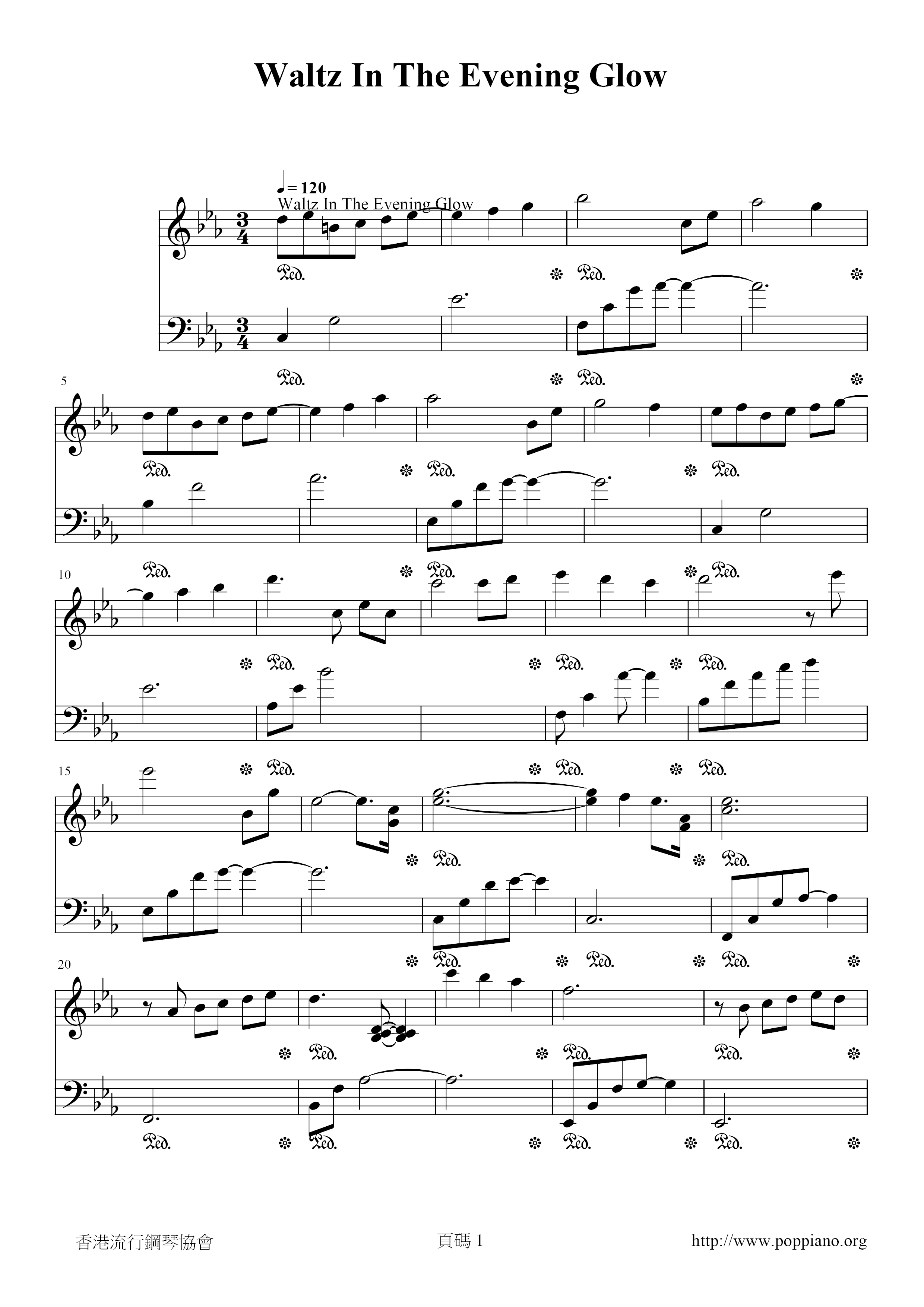 Waltz In The Evening Glow琴谱