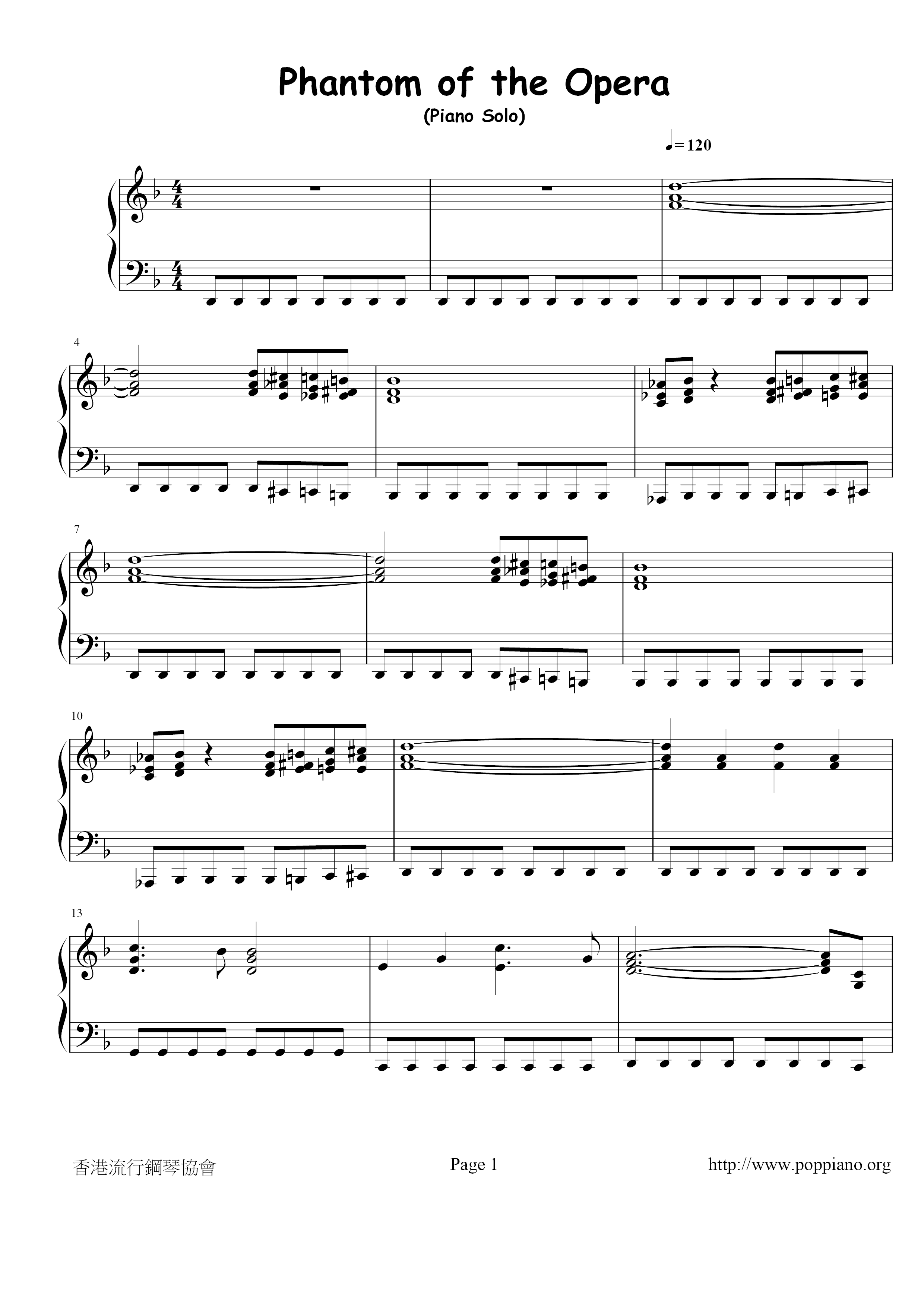 The Phantom Of The Opera Score