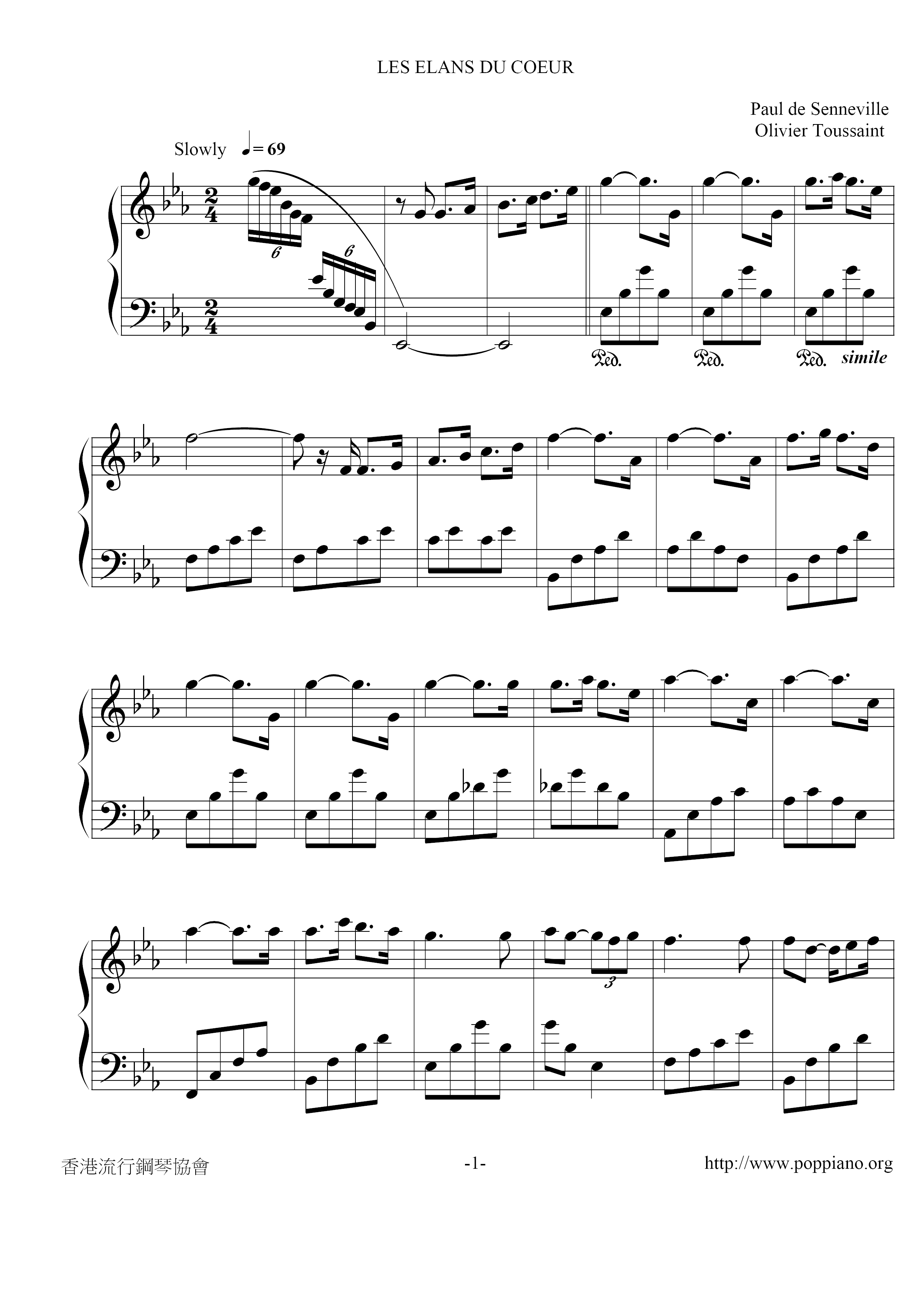 Les Elans Du Coeurピアノ譜
