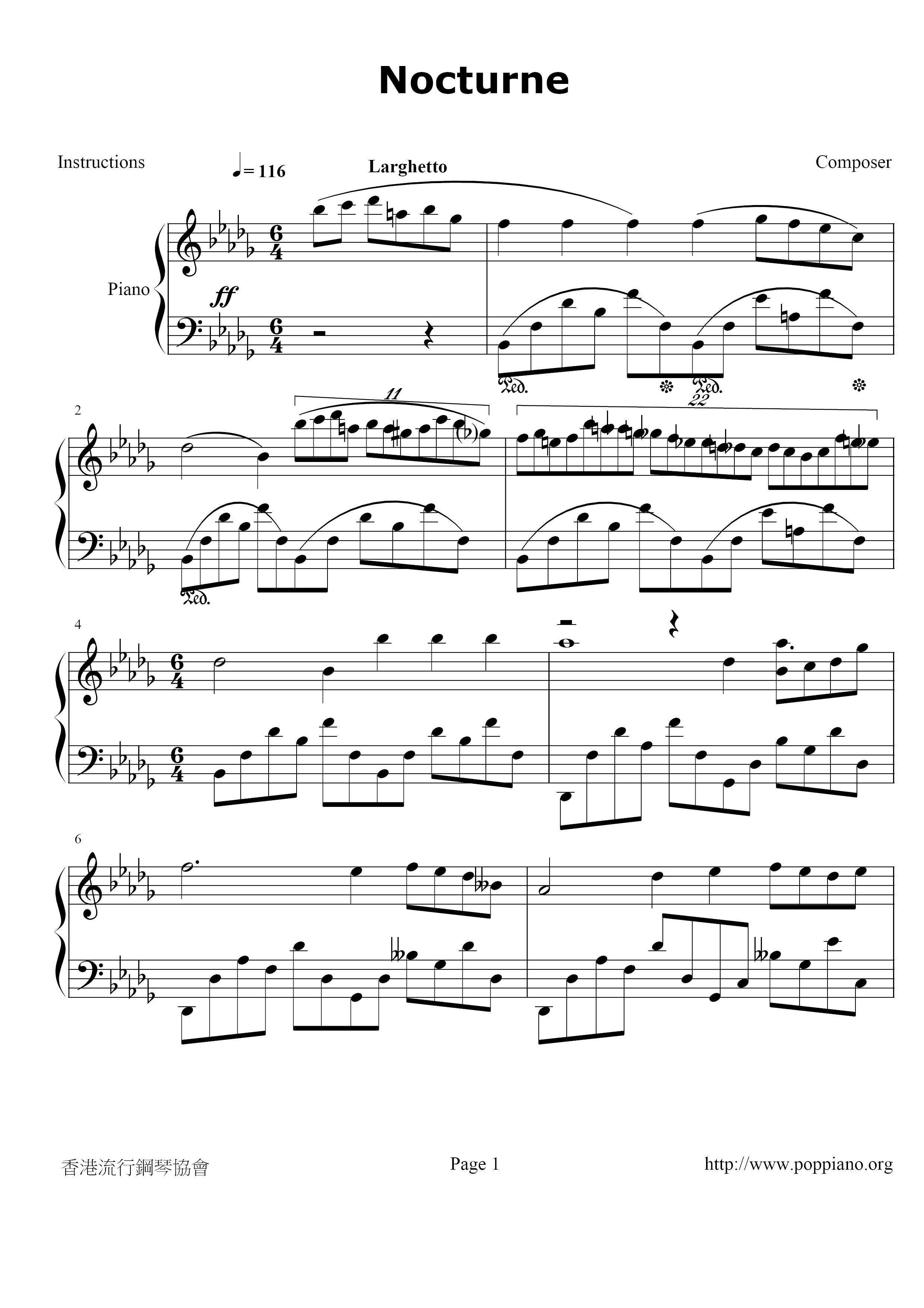 Nocturne Op. 9 No. 1 in B flat minorピアノ譜