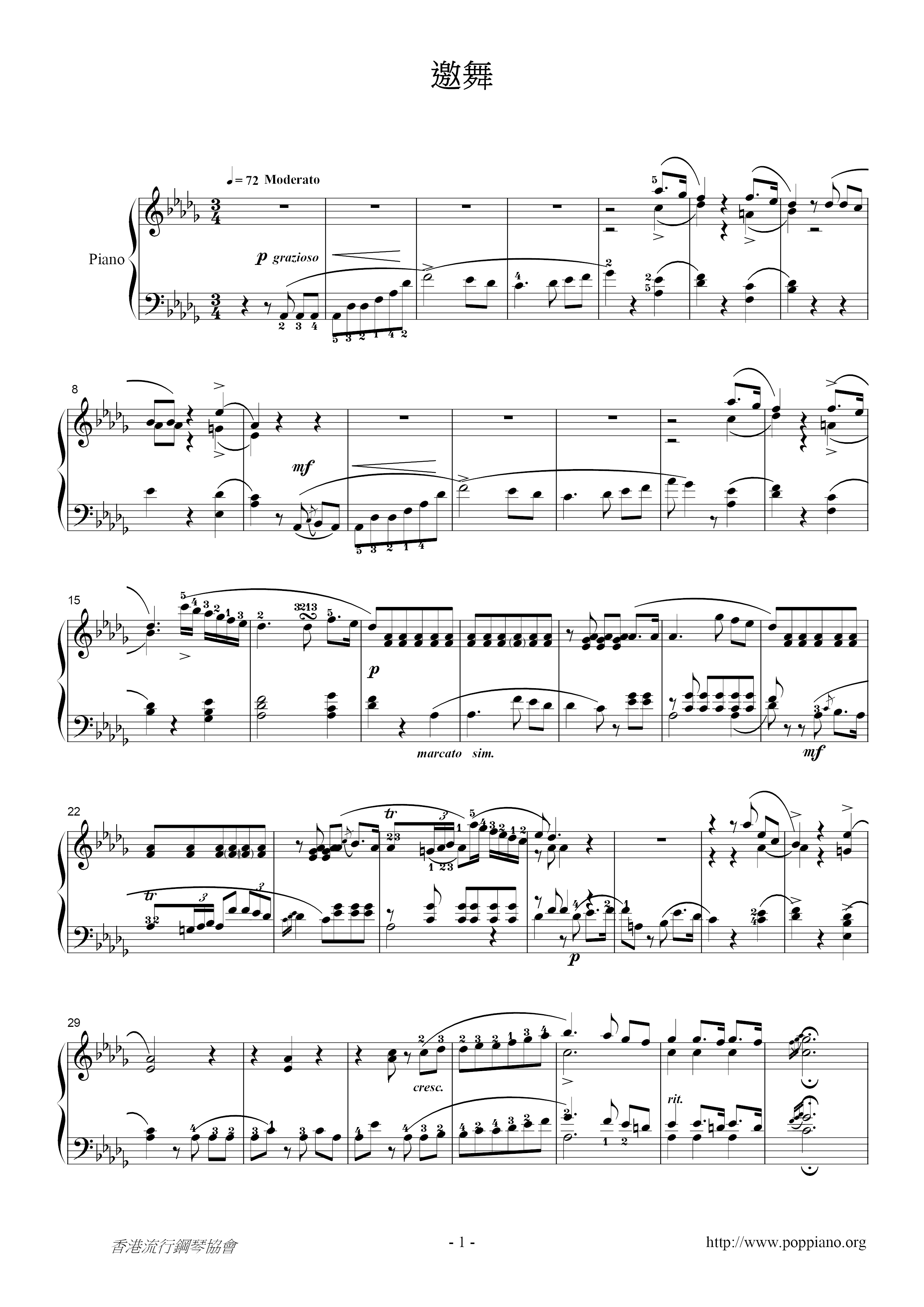 Invitation to the dance, Op.65 Score