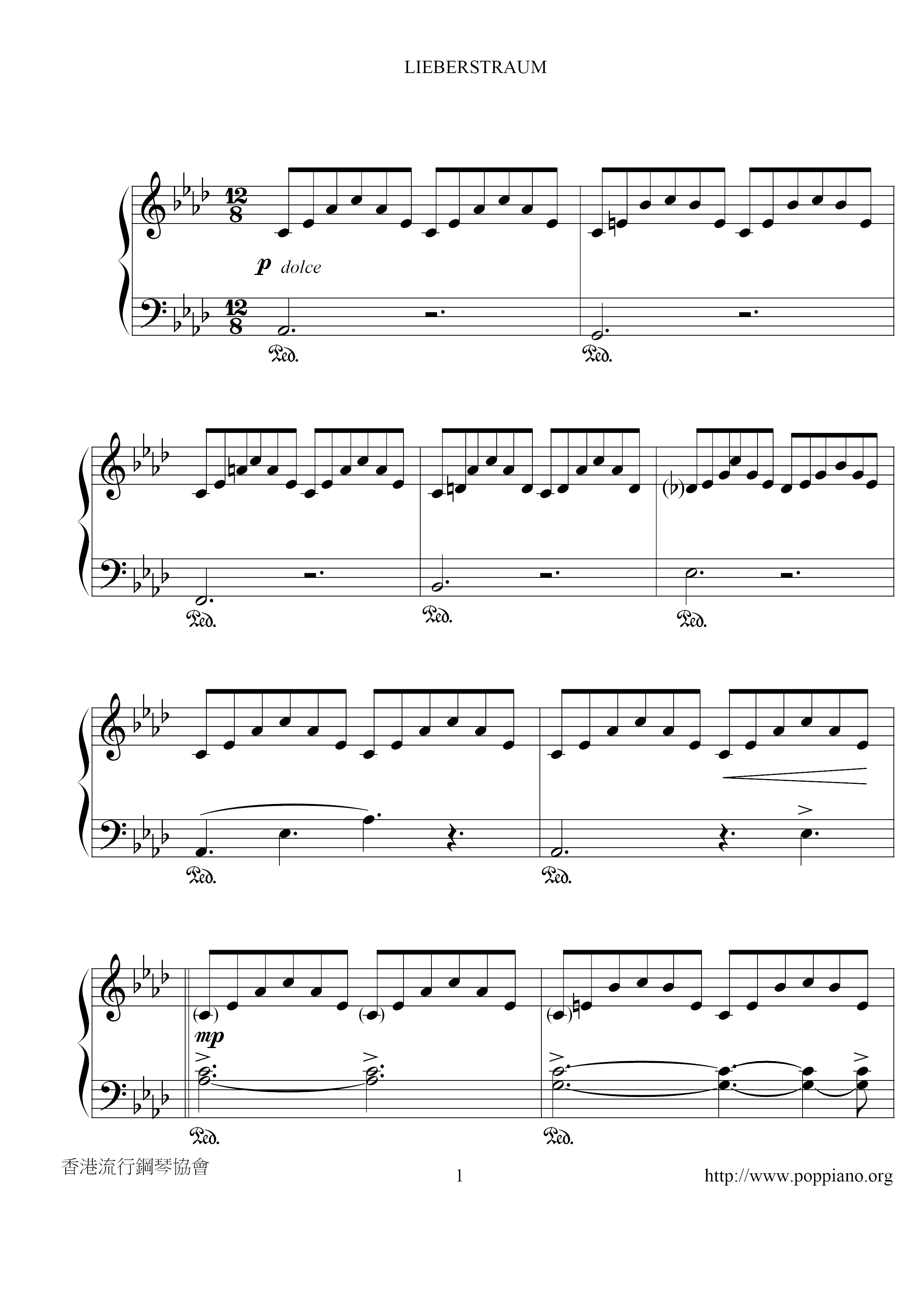 Liebestraum No. 3 in A-Flat Major, S. 541 / 3琴譜