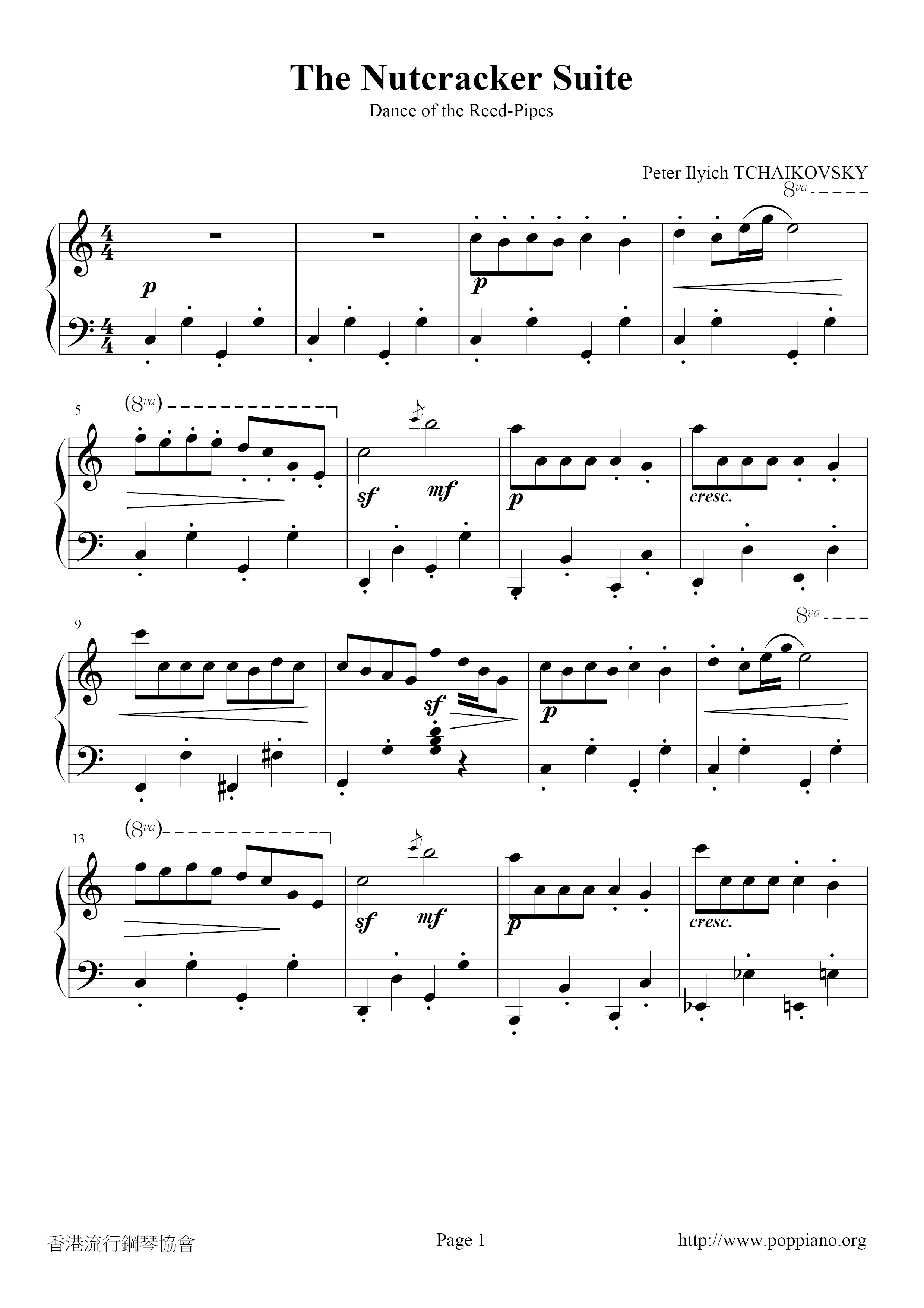 Dance Of The Reeds (Nutcracker)ピアノ譜