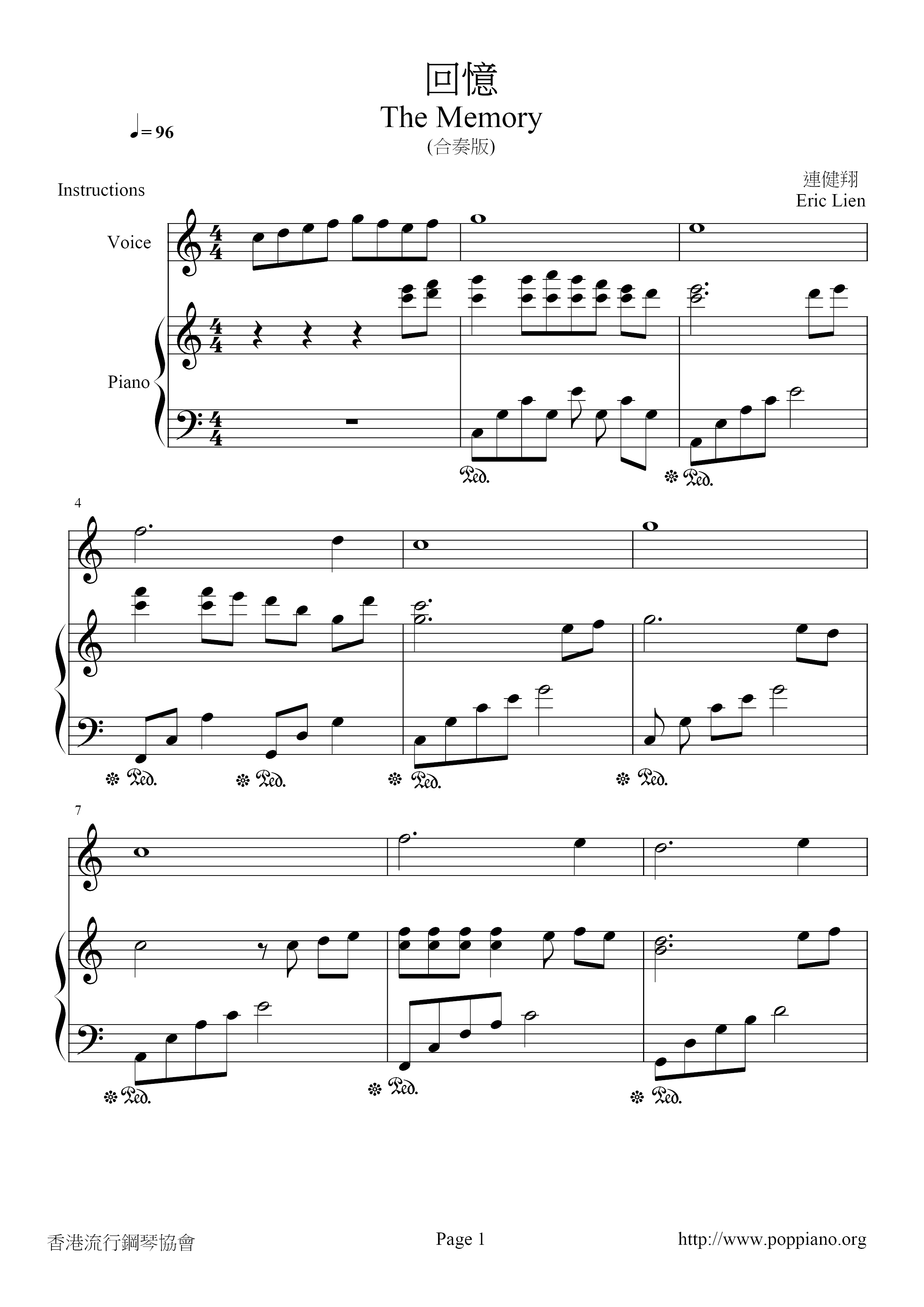 Memories (Ensemble Version) Score