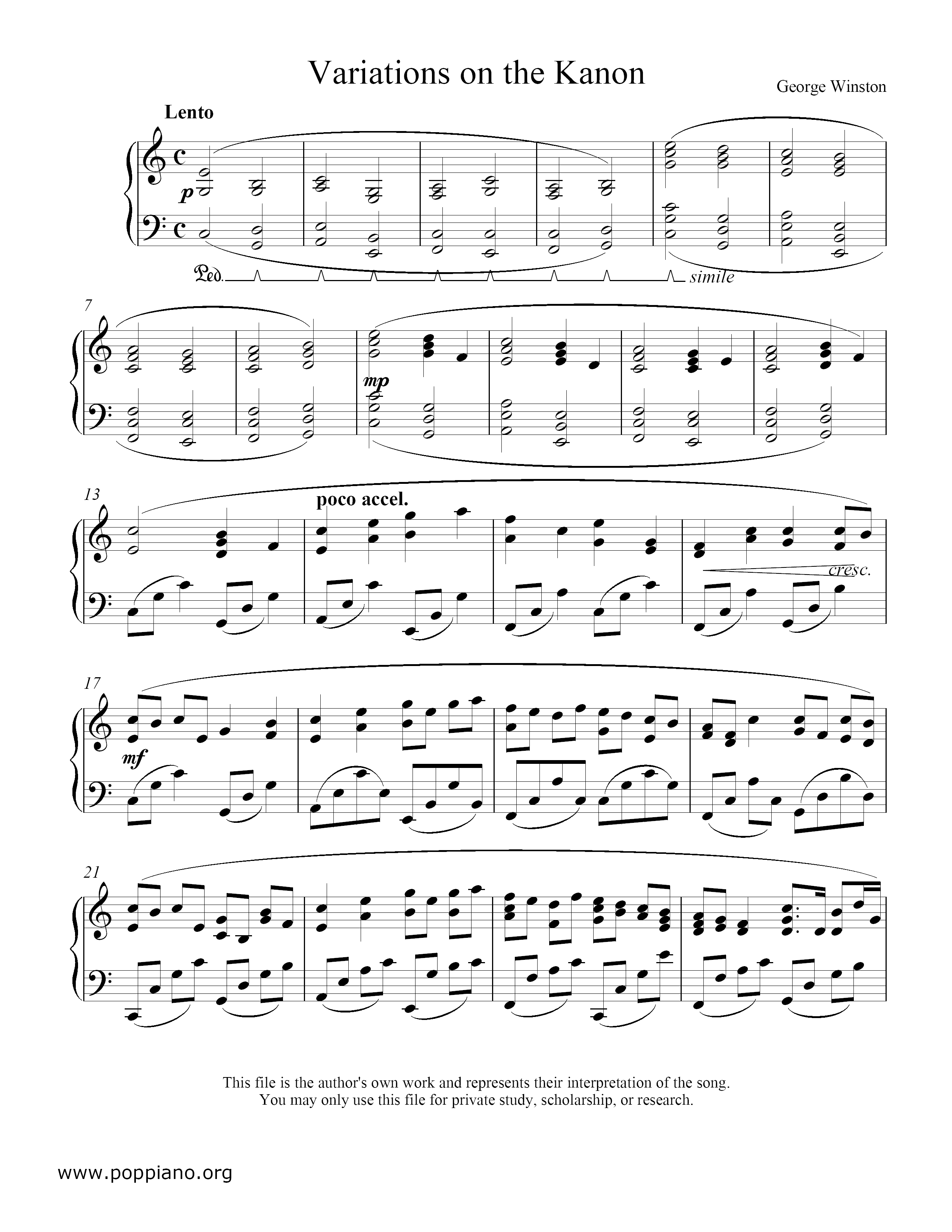 Variations On The Canon Score