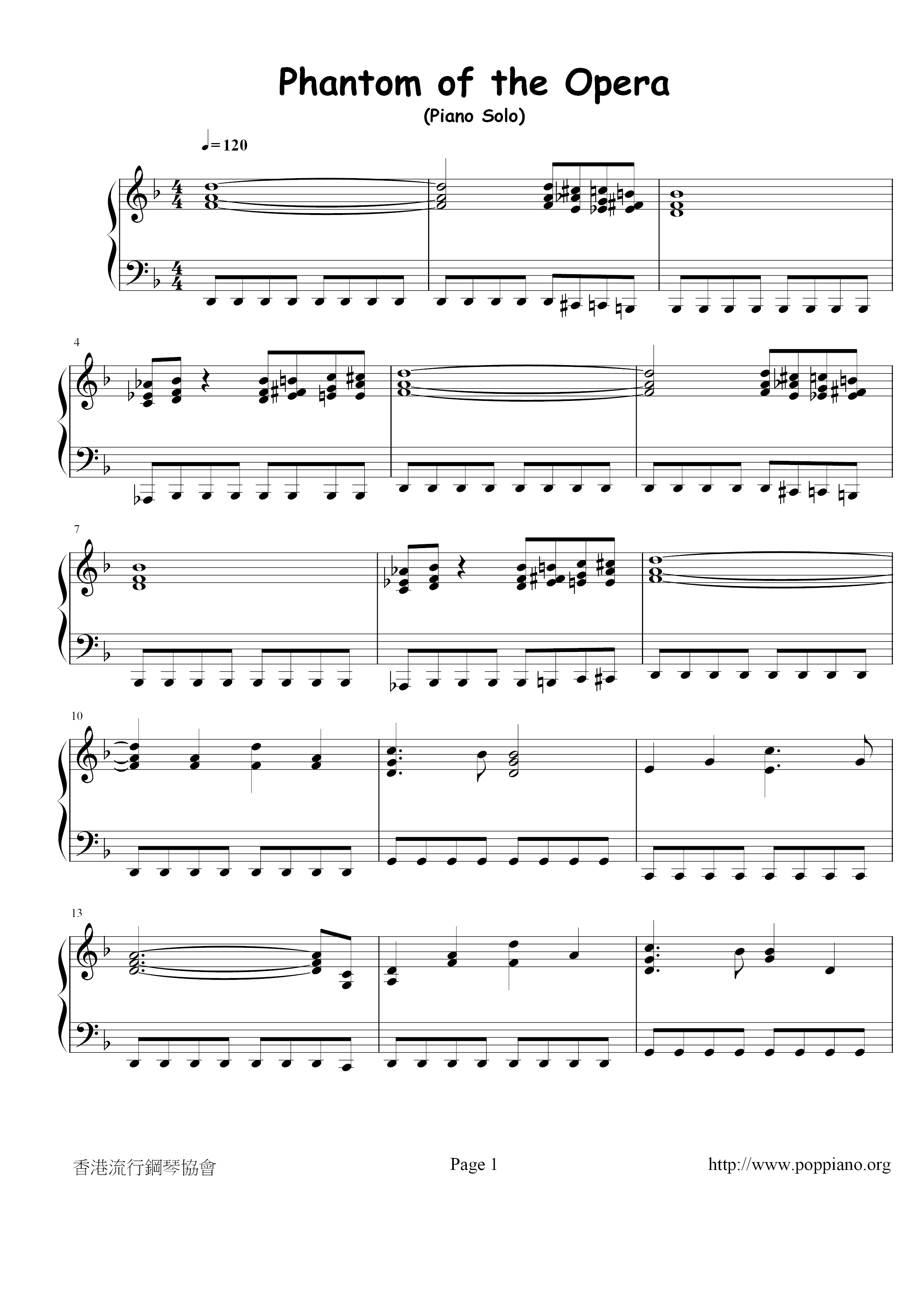 The Phantom Of The Opera Score