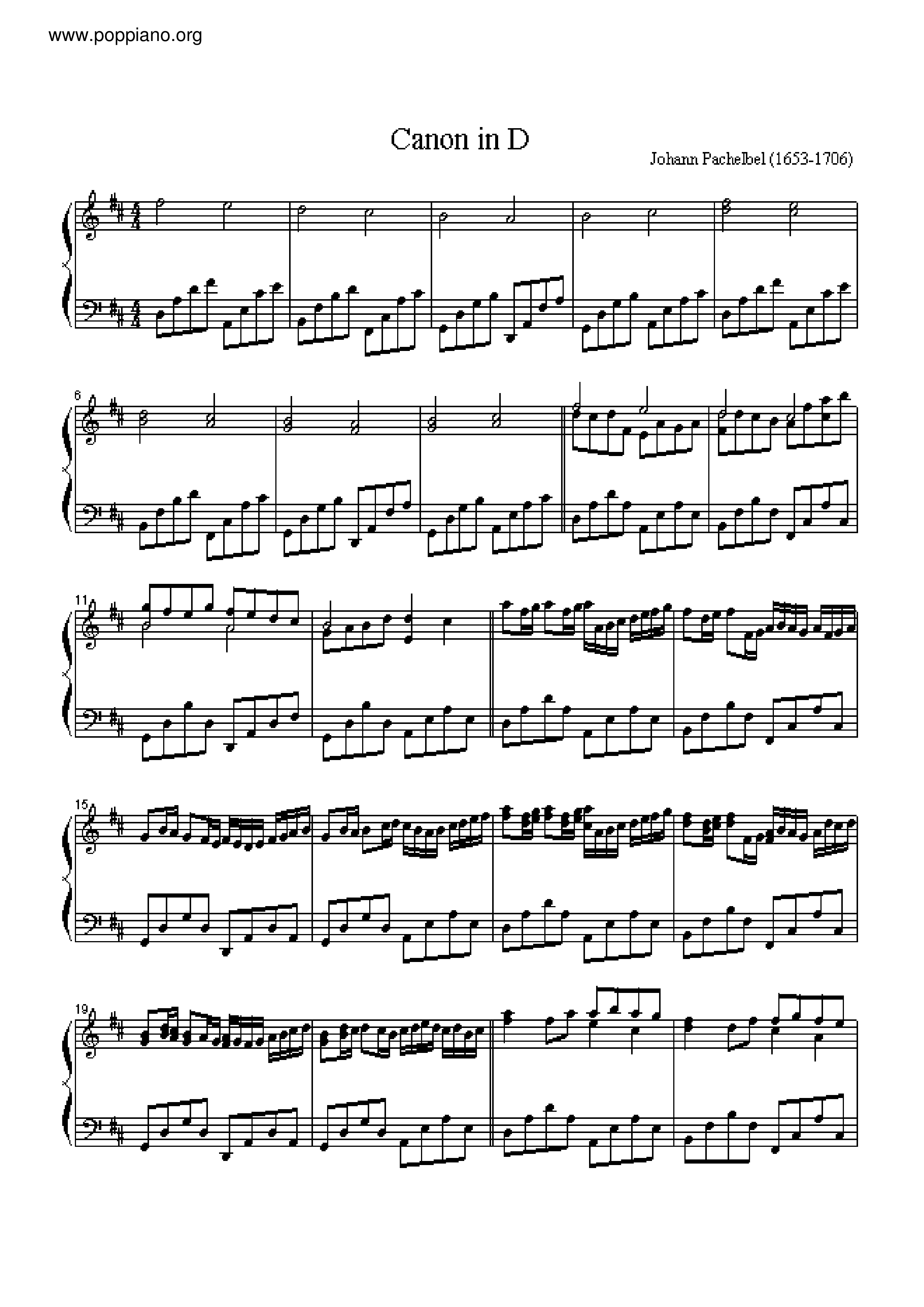 Canon In D Score