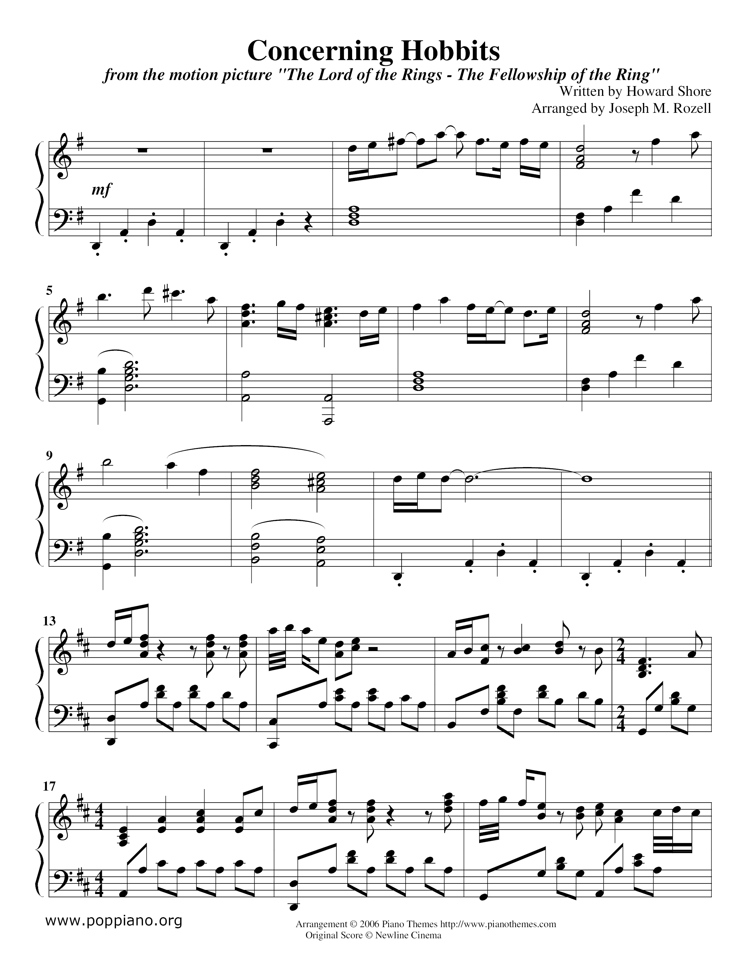 Concerning Hobbitsピアノ譜