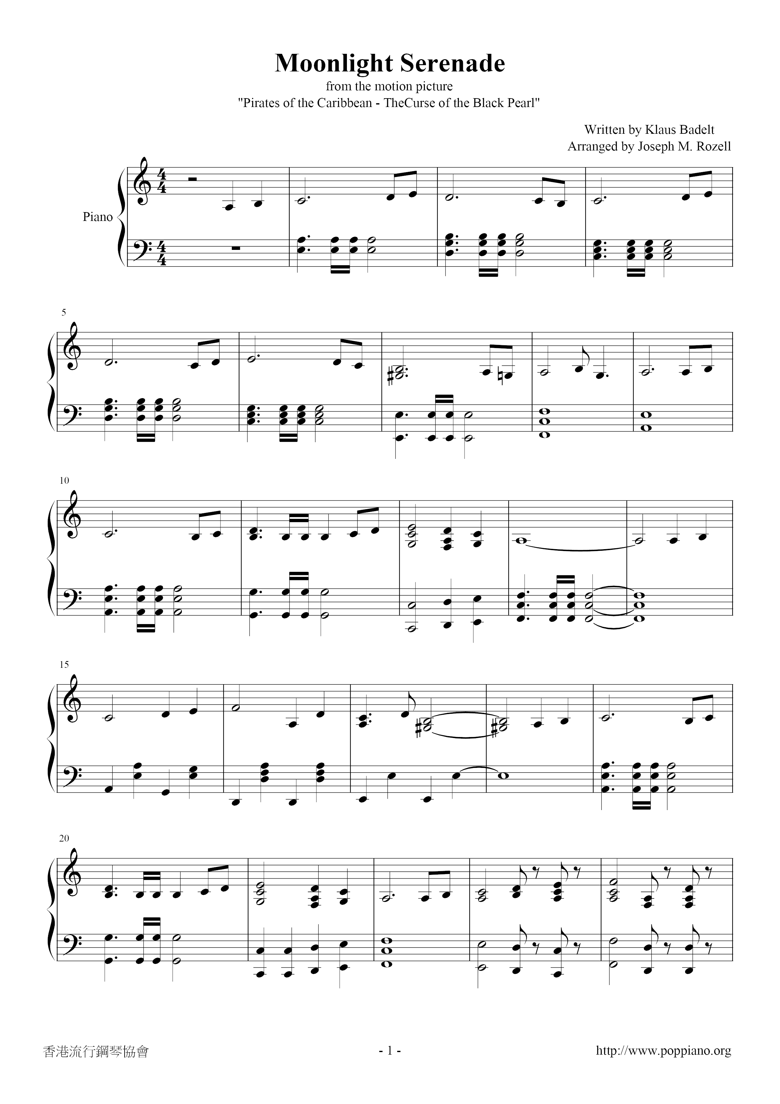 Moonlight Serenade Score