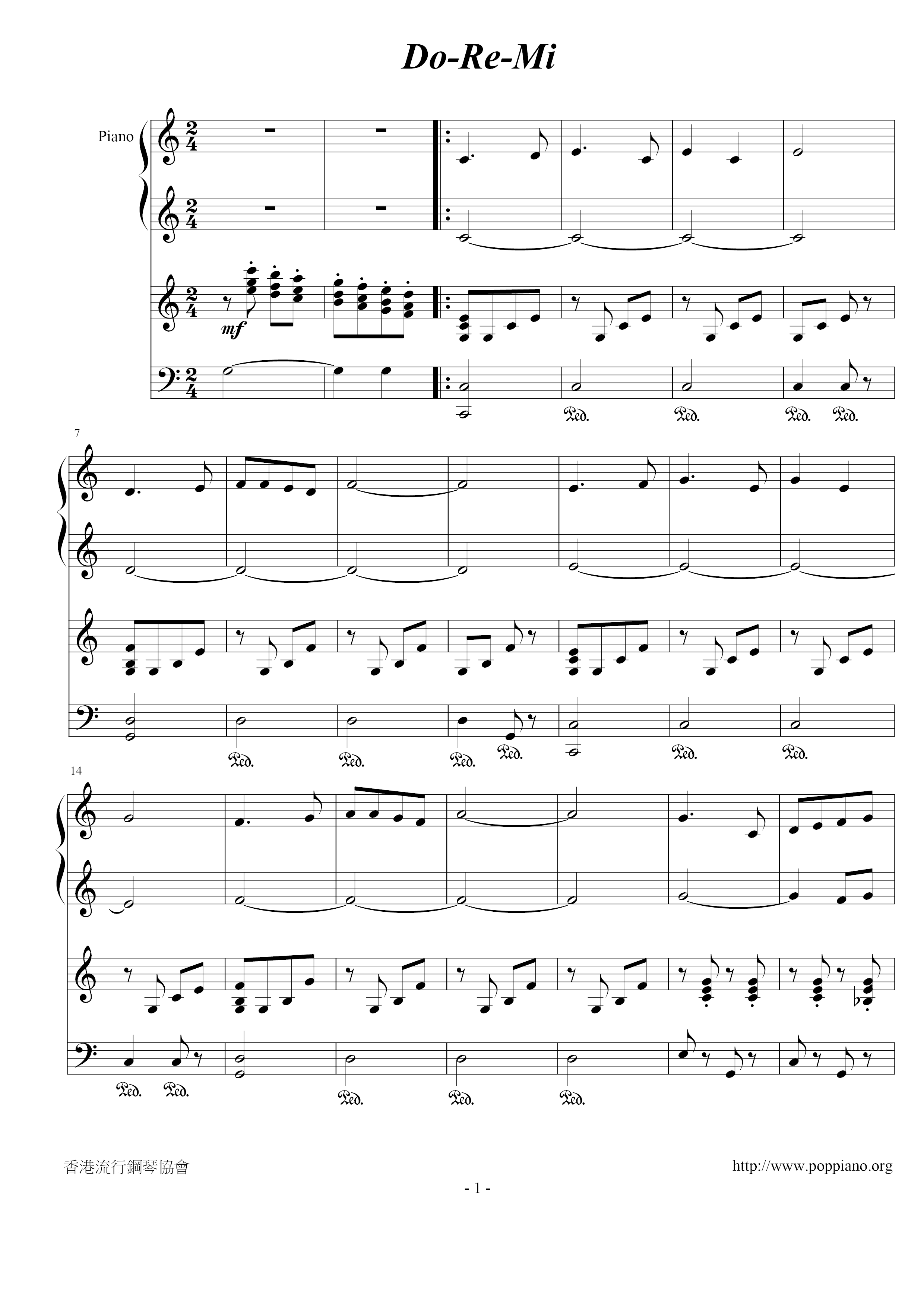 The Sound Of Music - Do-Re-Mi Score