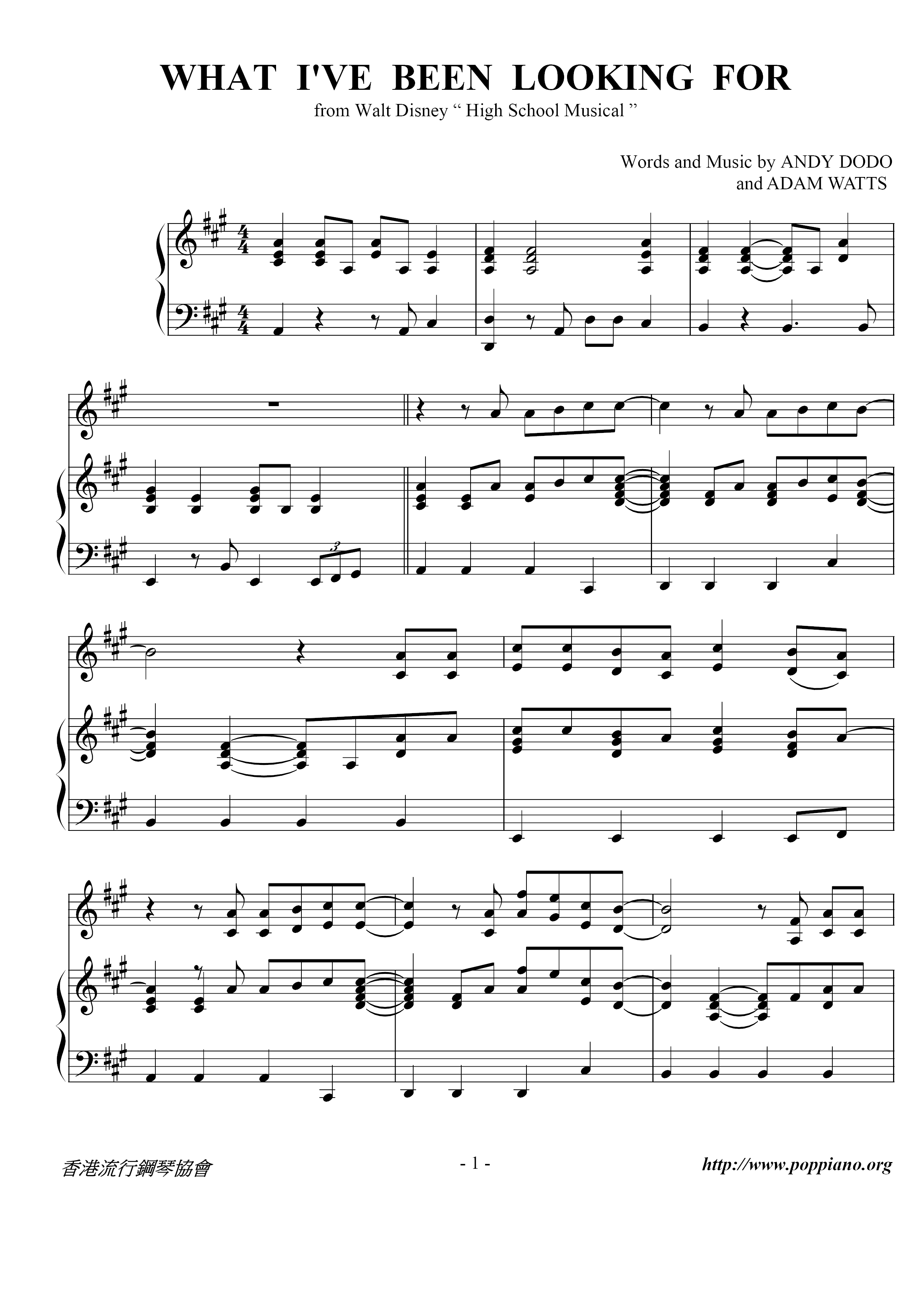 What I Have Been Looking For (Reprise) Score