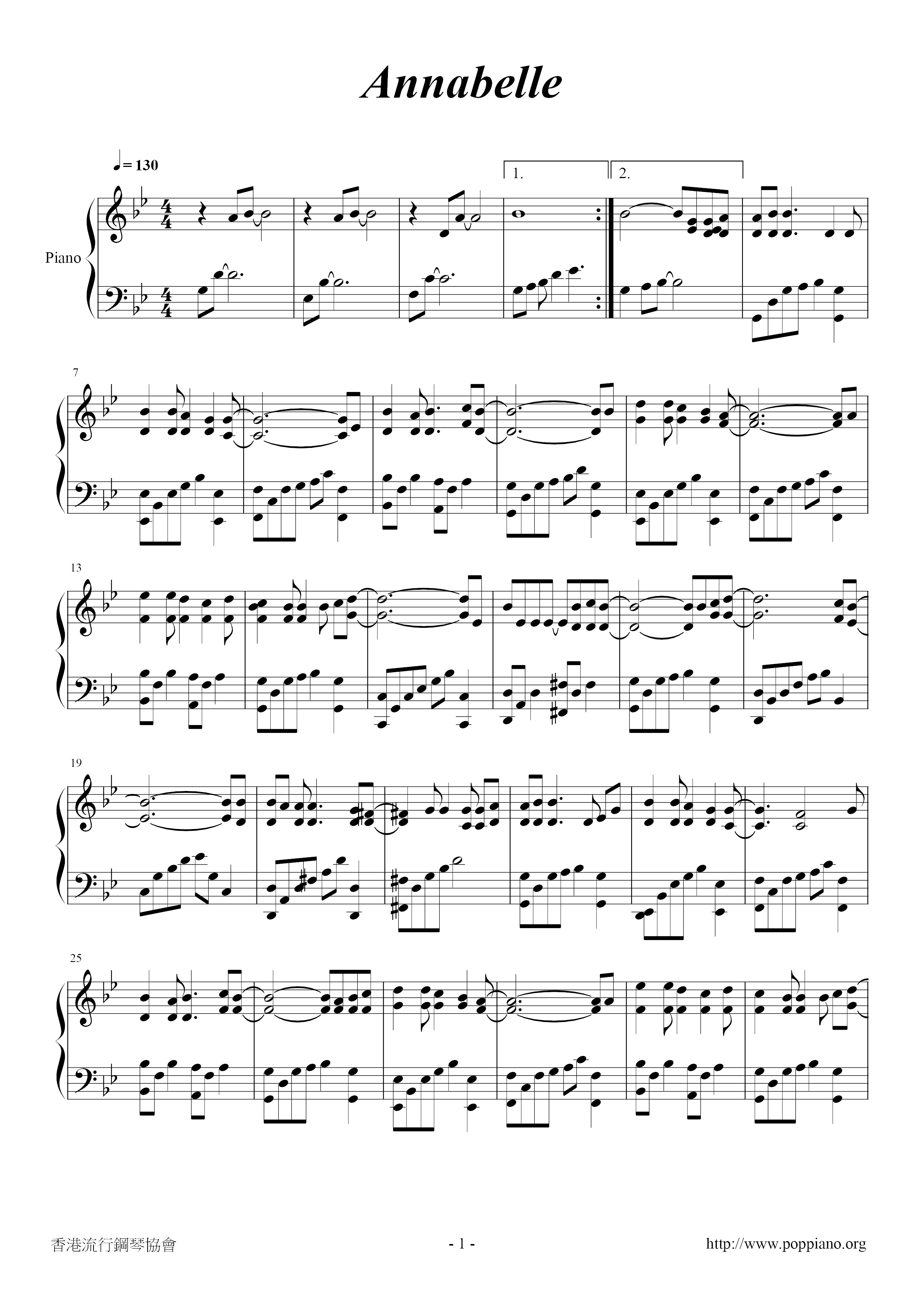 Annabelle琴譜