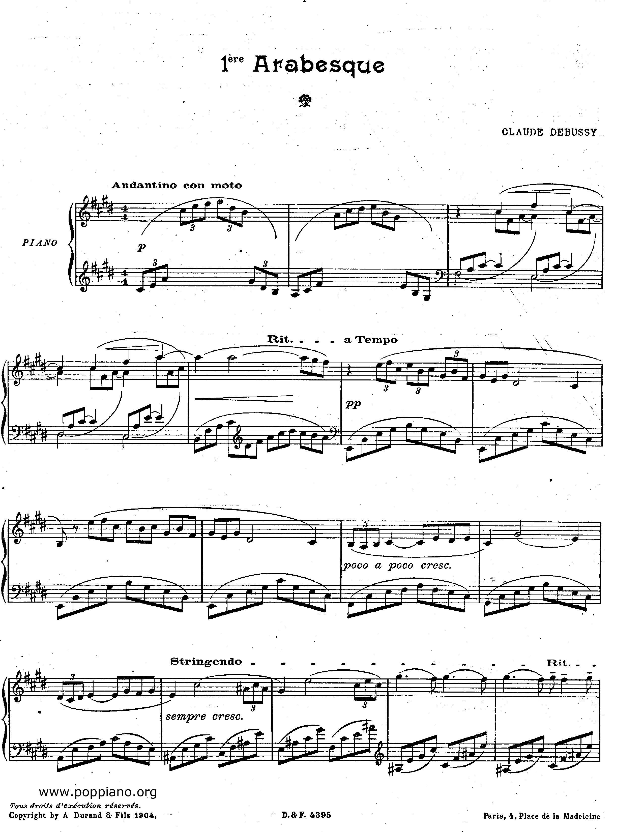 Arabesque No.1ピアノ譜