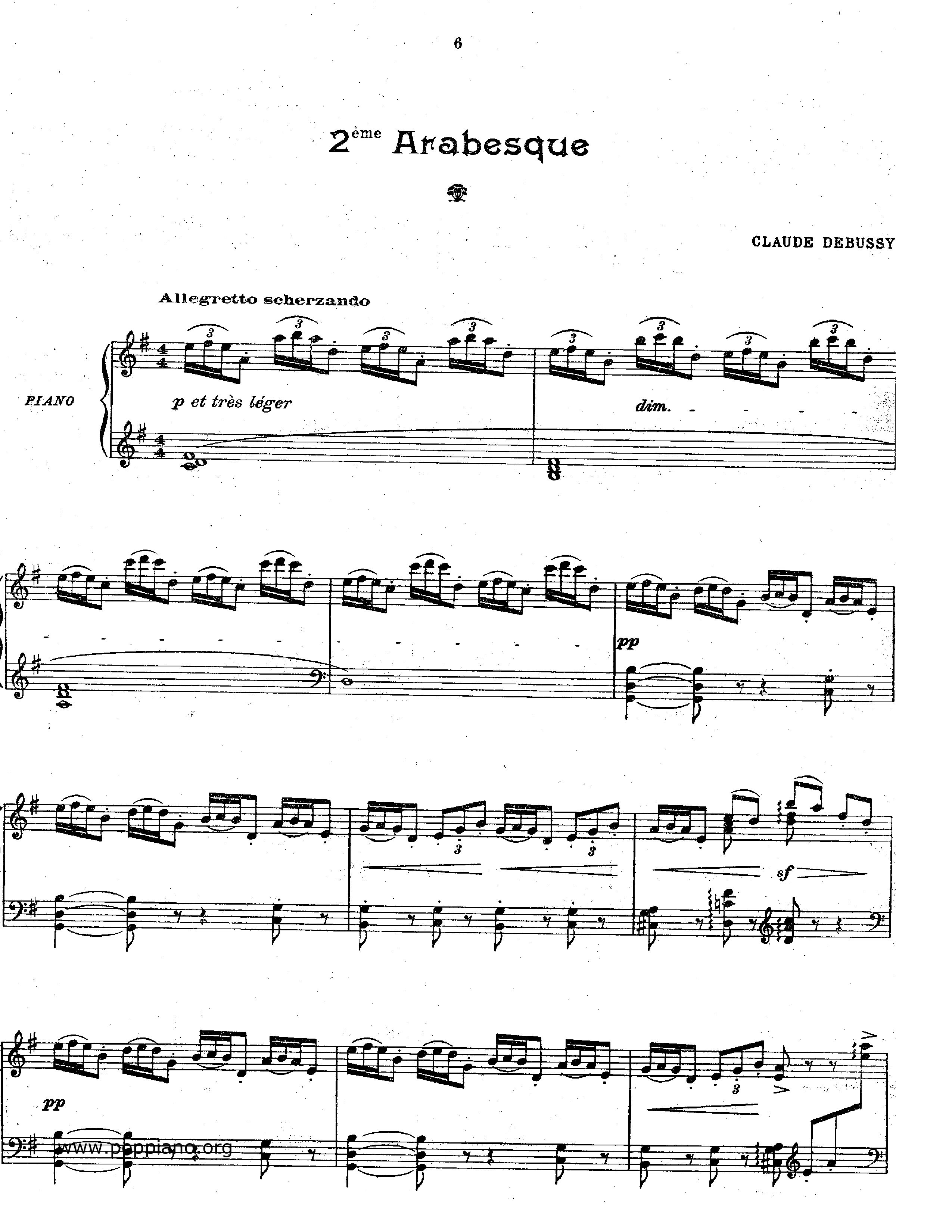 Arabesque No.2ピアノ譜