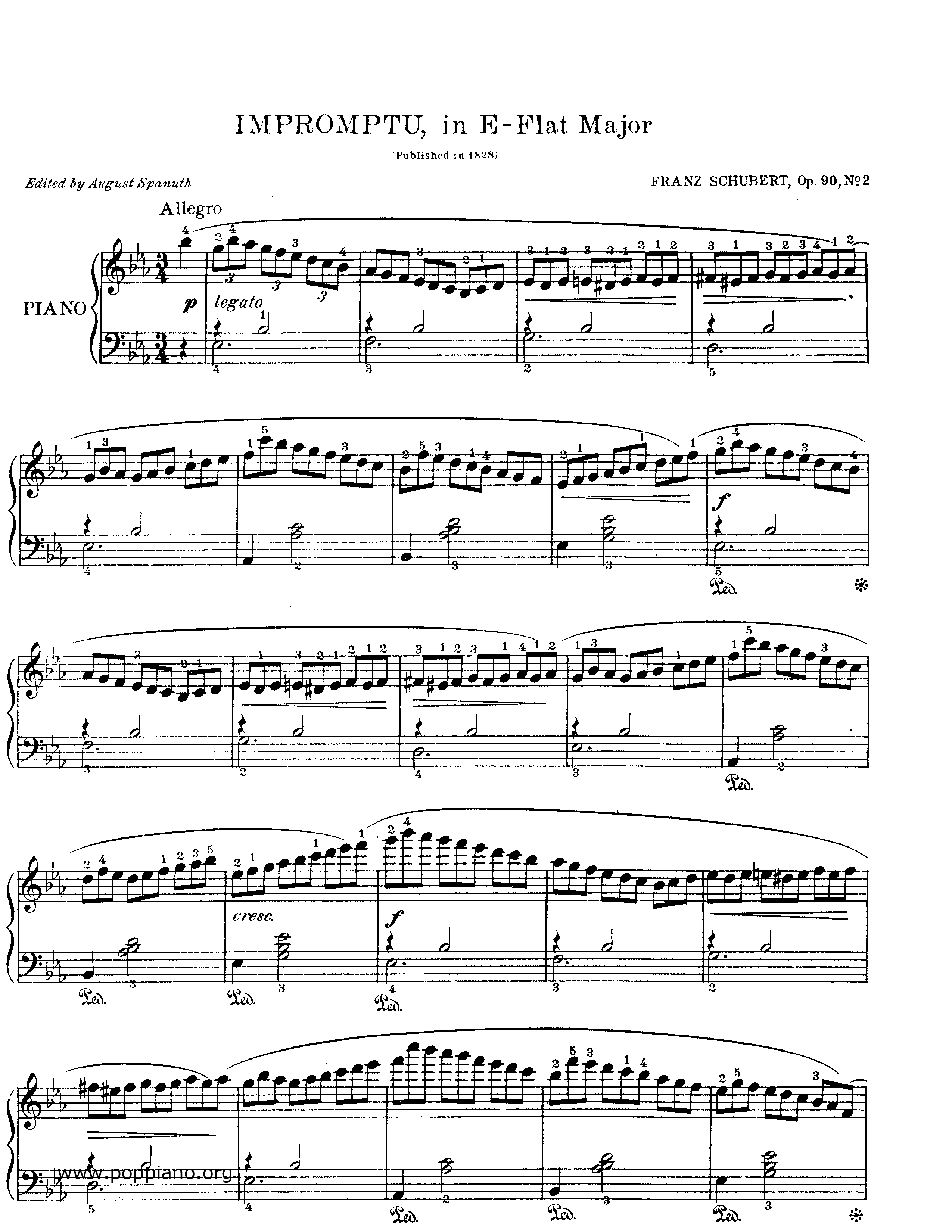 Impromptu Op.90 No. 2ピアノ譜