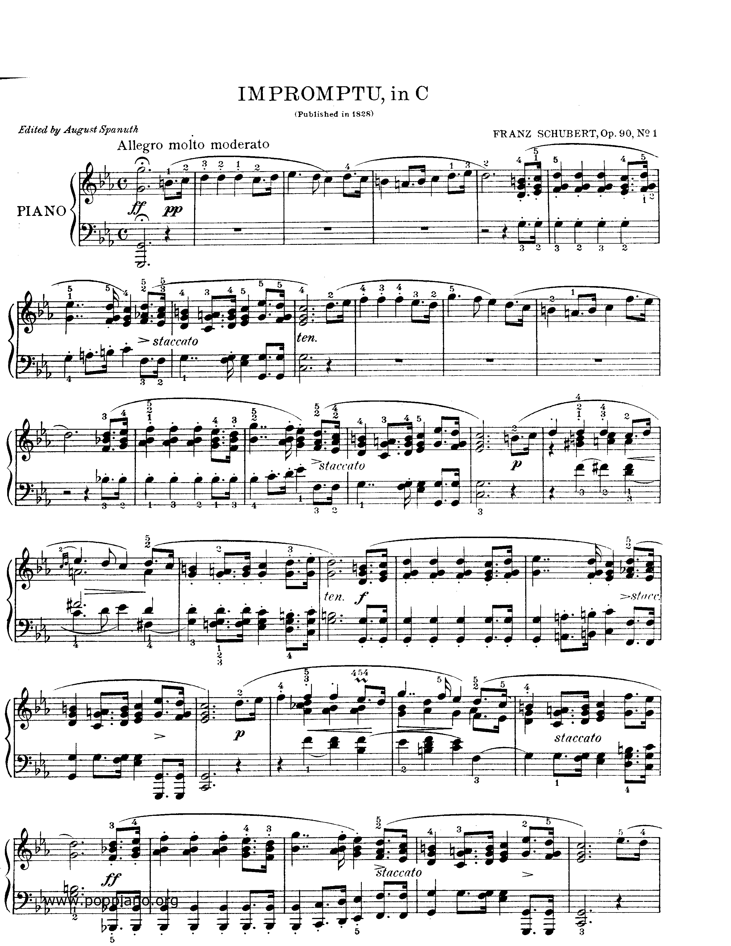 Impromptu Op.90 No. 1琴谱