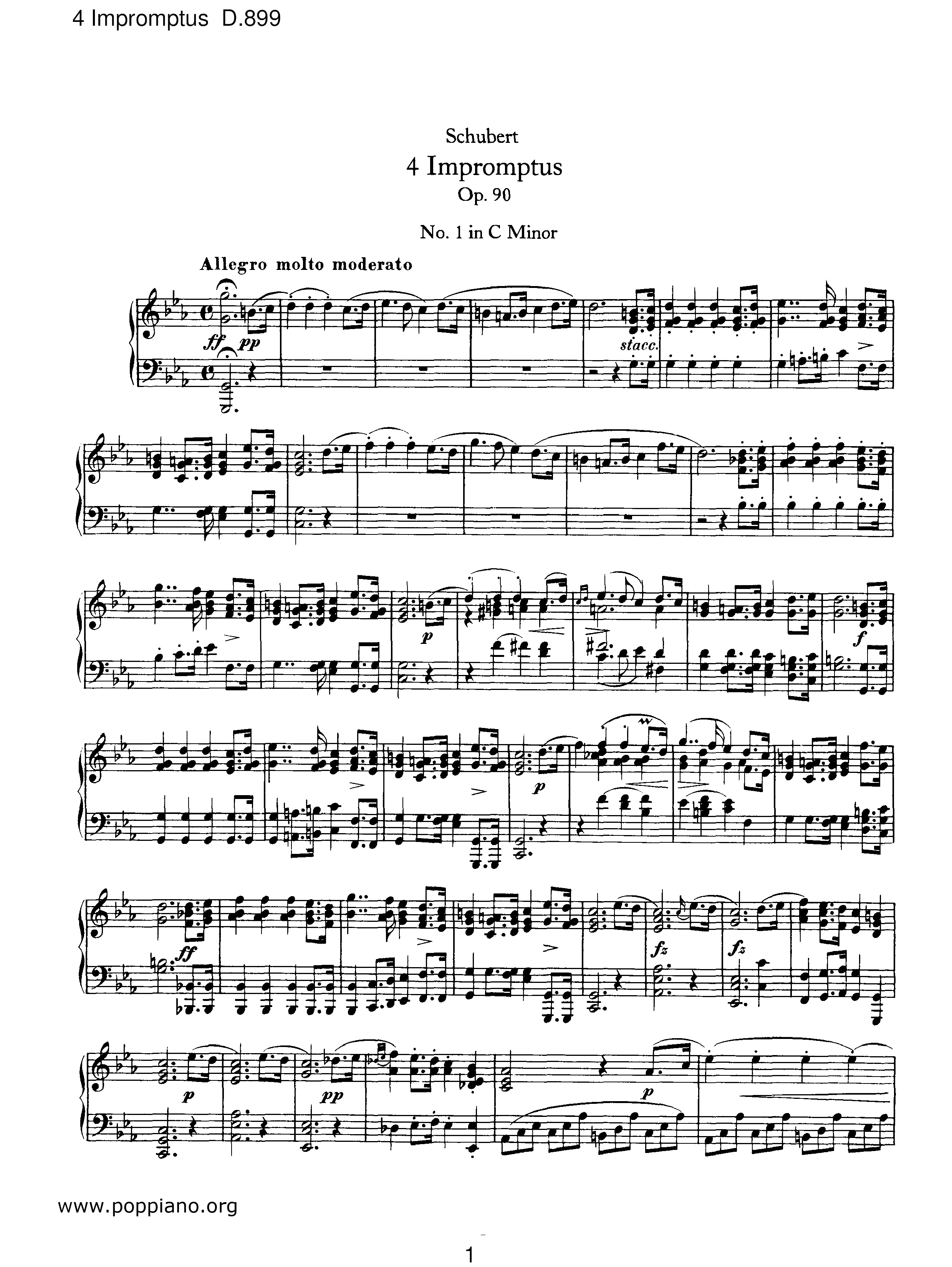 4 Impromptus, Op.90, D.899: No.4 in A Flat Major: Allegrettoピアノ譜
