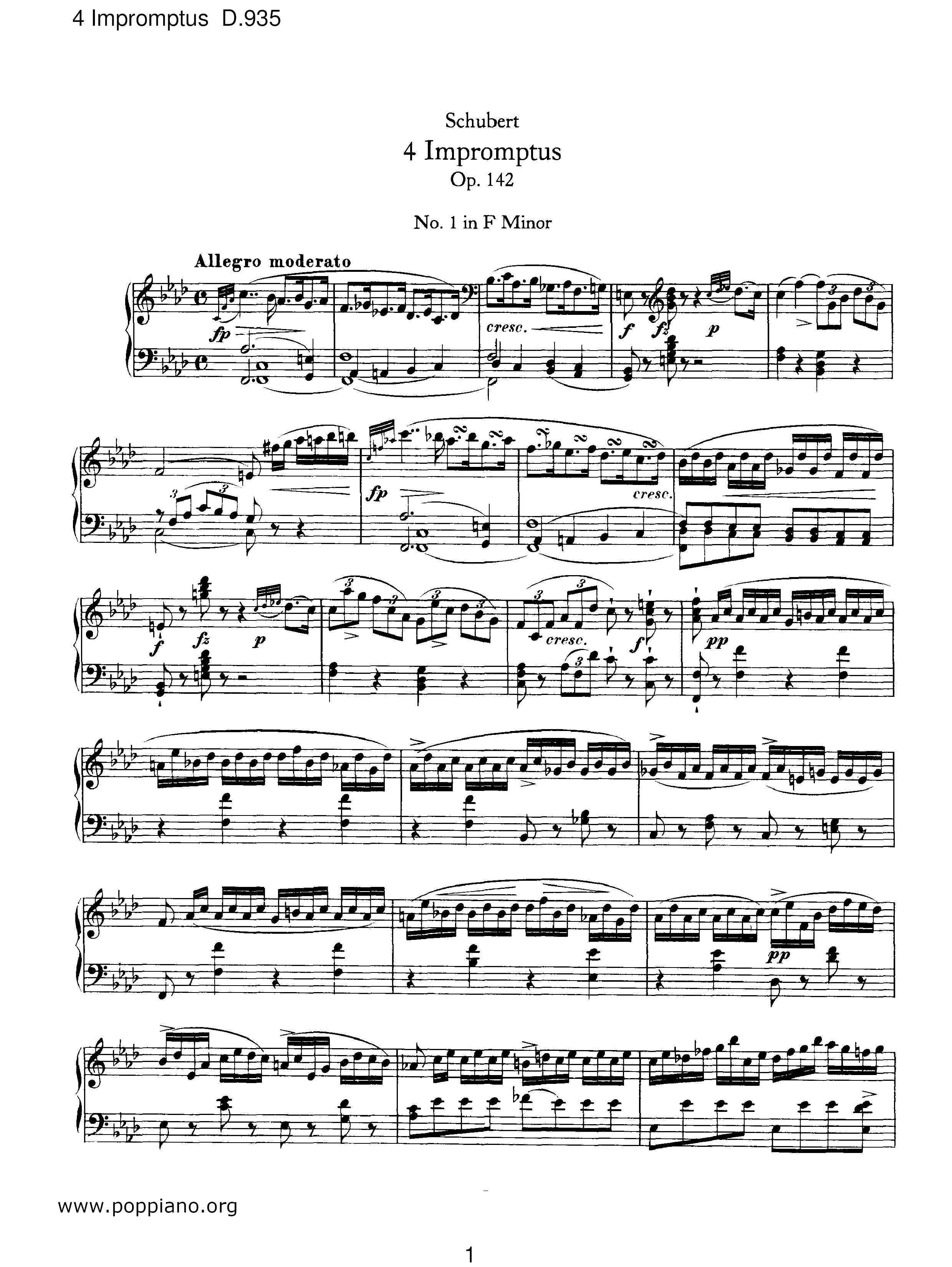 4 Impromptus D. 935 Score