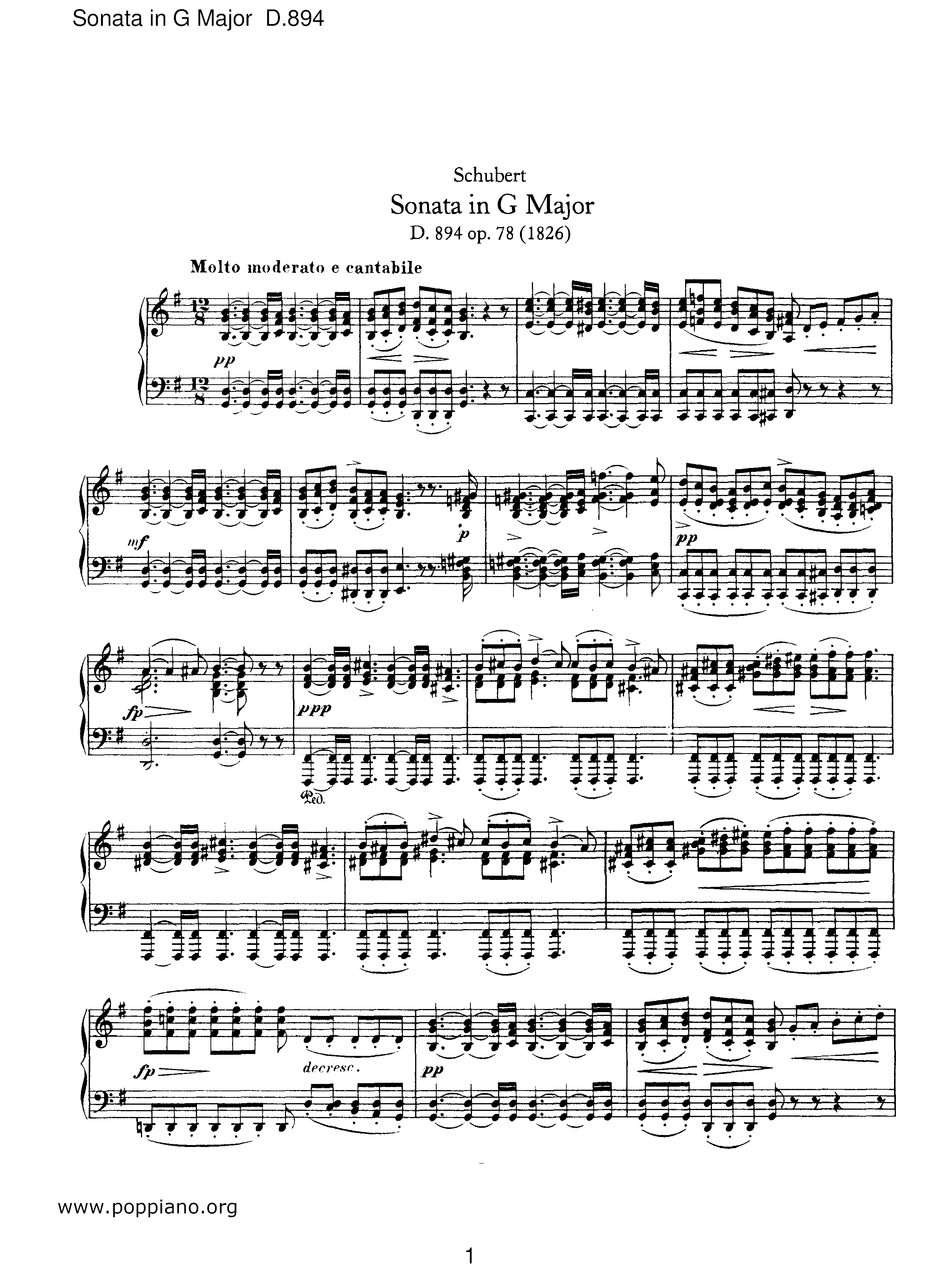 4 Impromptus D. 894 G Major Score