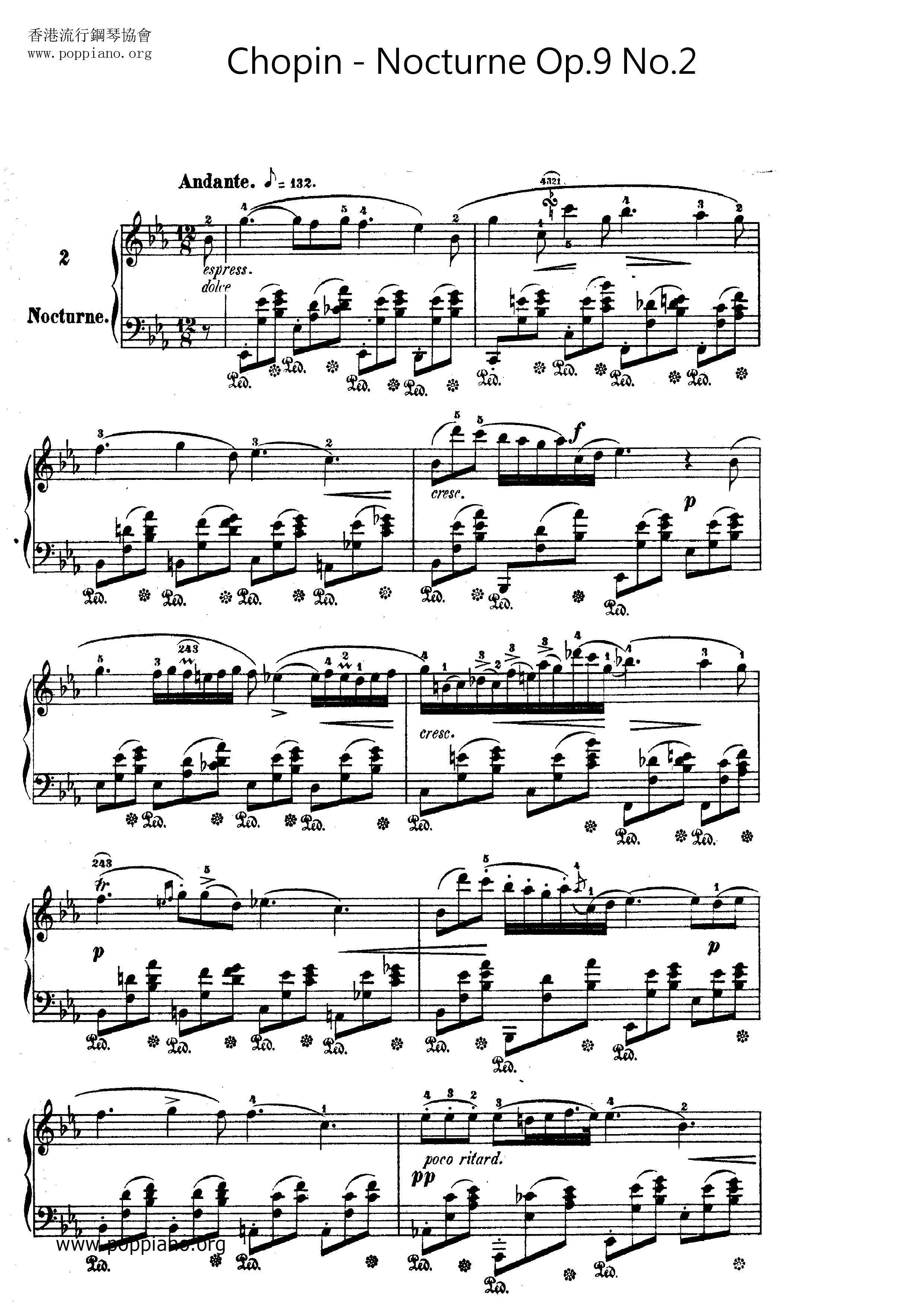 Nocturne Op.9 No.2 In E Flat Major Score