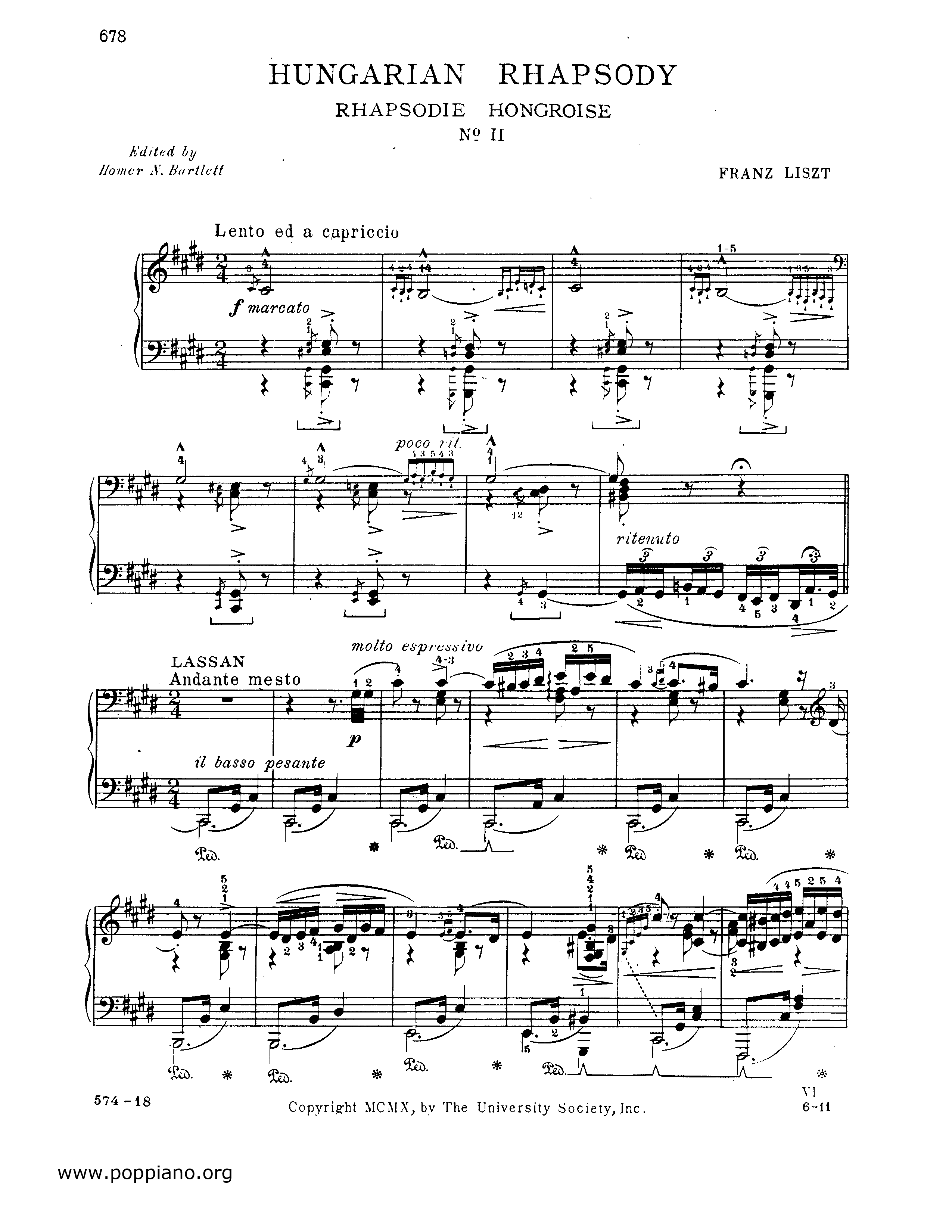 Hungarian Rhapsody No.2, S.244/2ピアノ譜