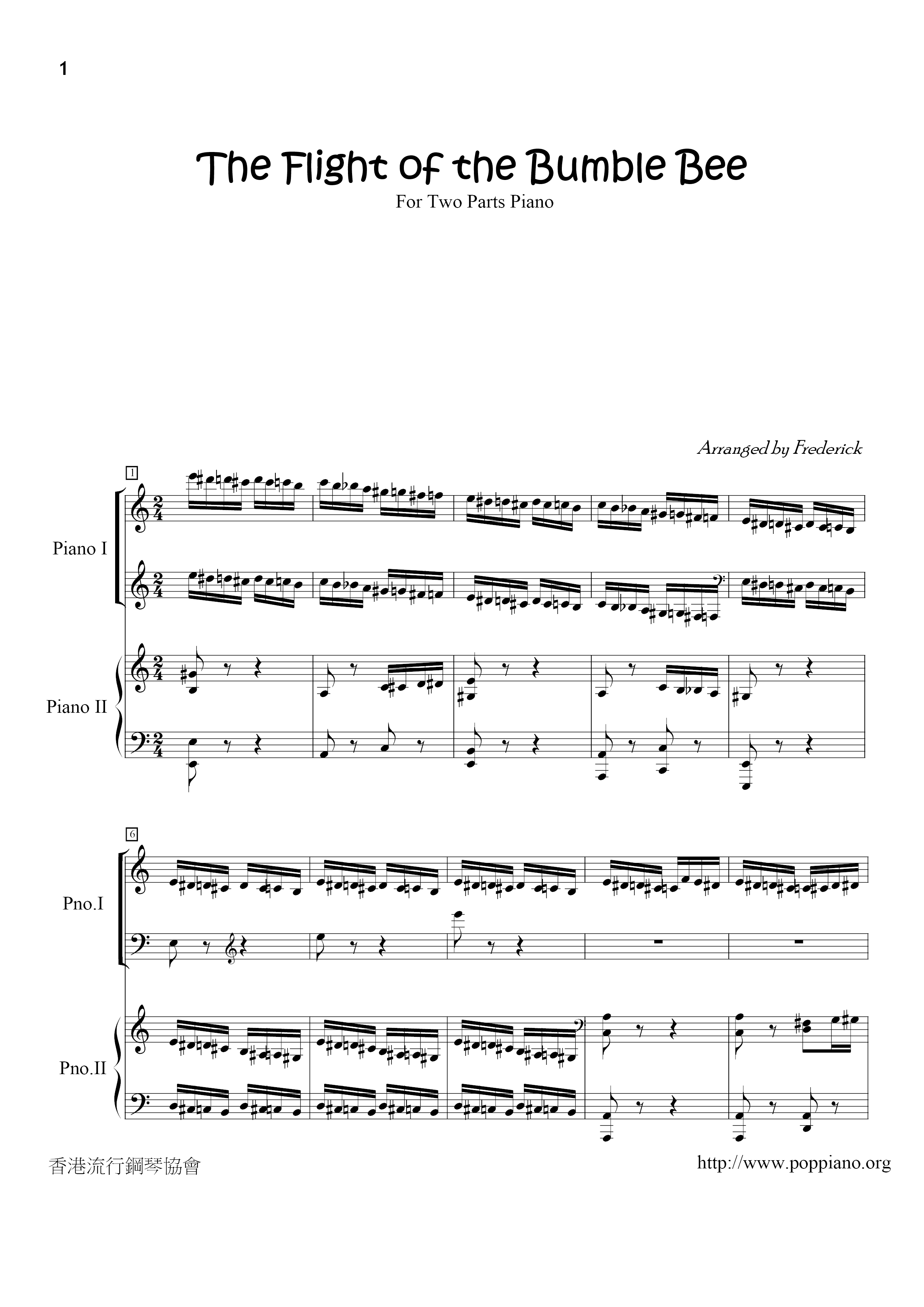 Flight Of The Bumblebee Score