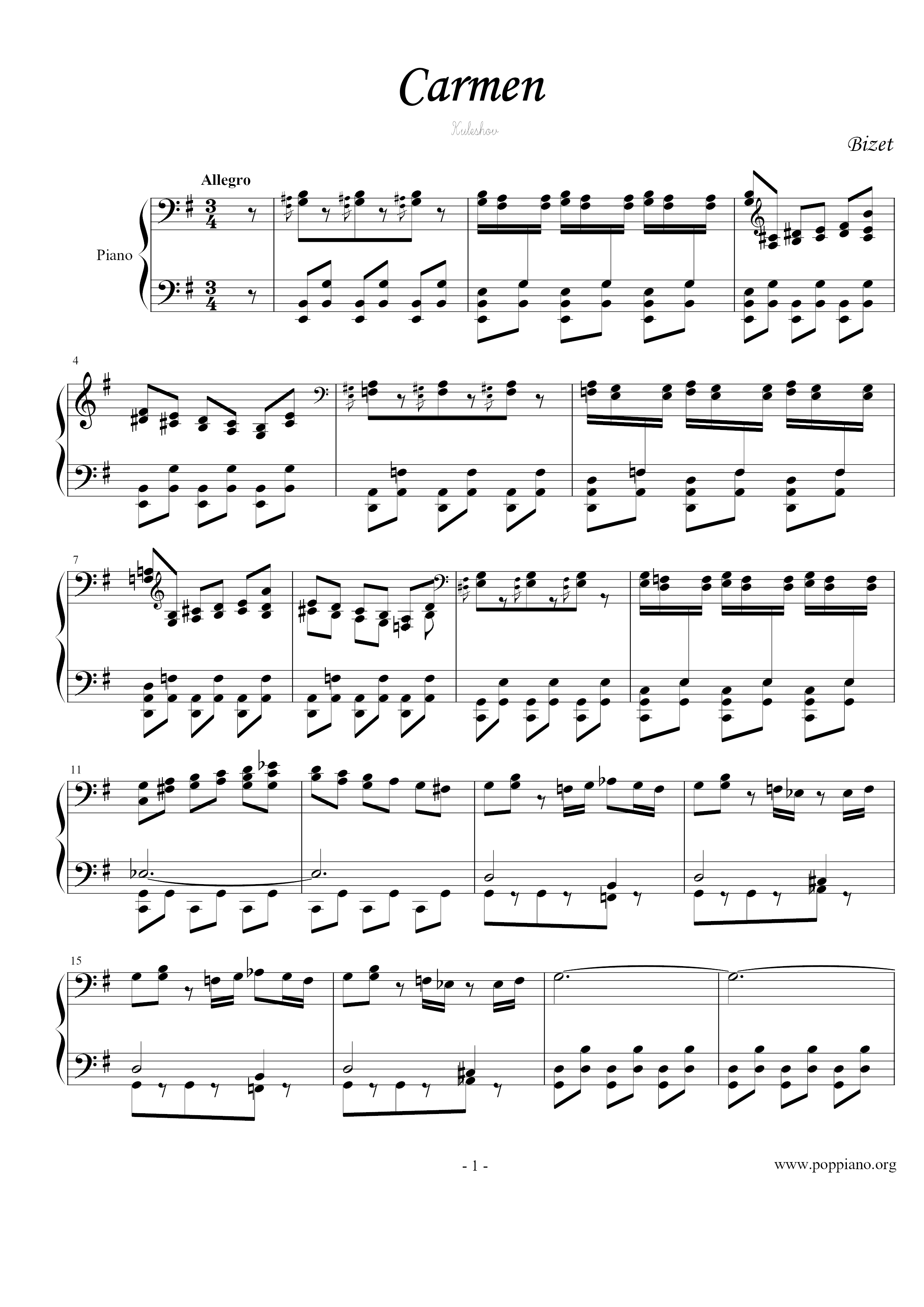 Carmen - Habanera Score