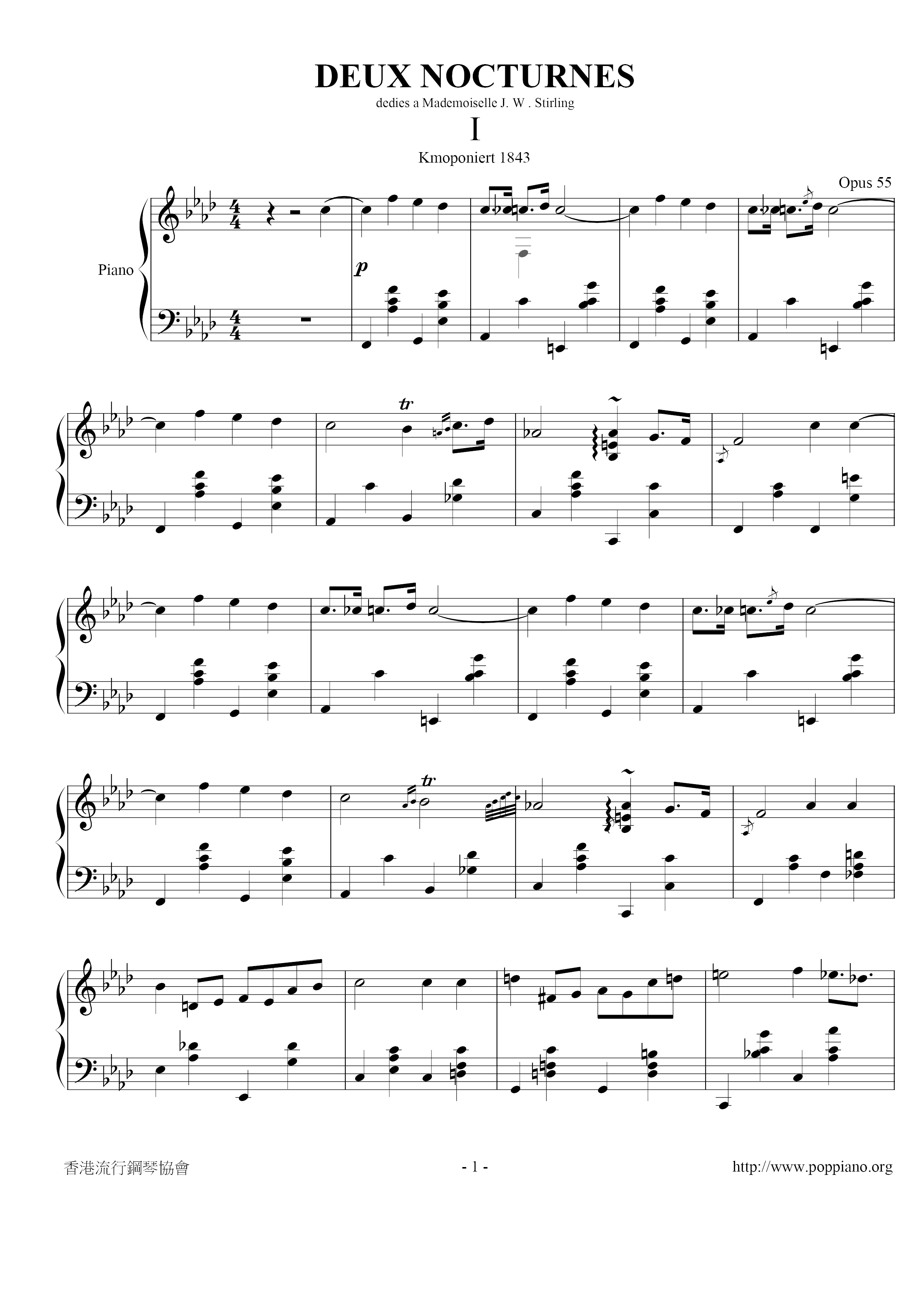 Nocturne Op. 55, No. 15-1琴譜