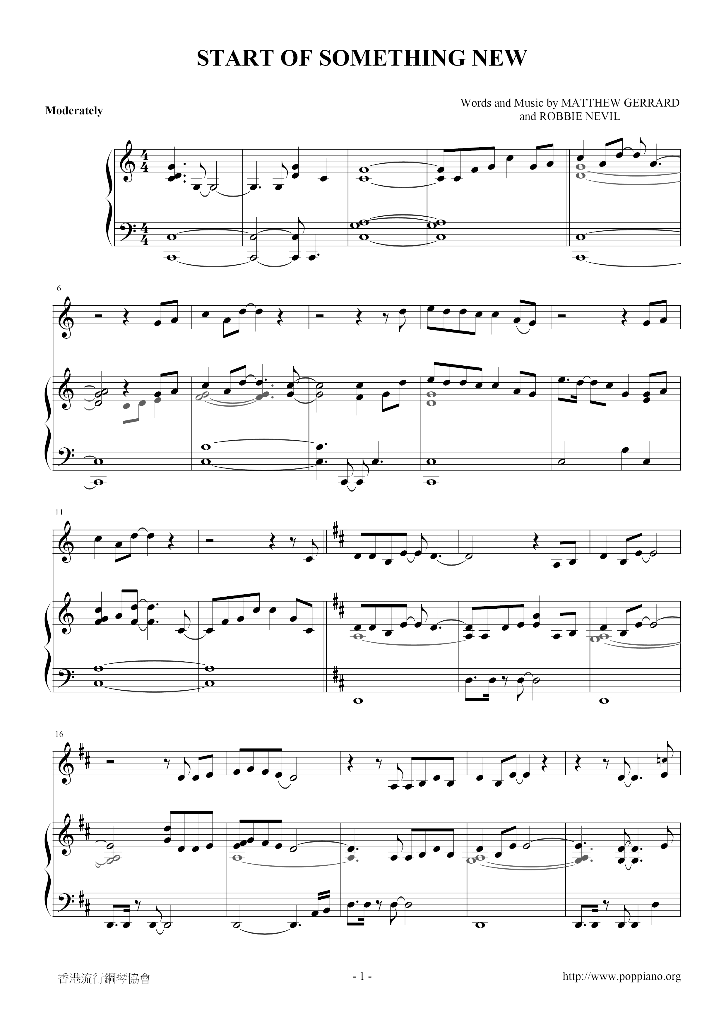 Start of Something New Score