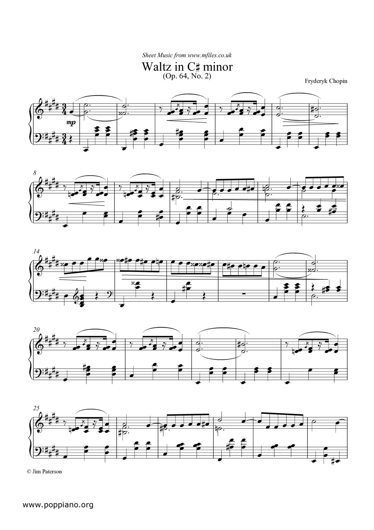 Op. 64-2, Waltz No. 7 不能说的秘密斗琴2琴谱