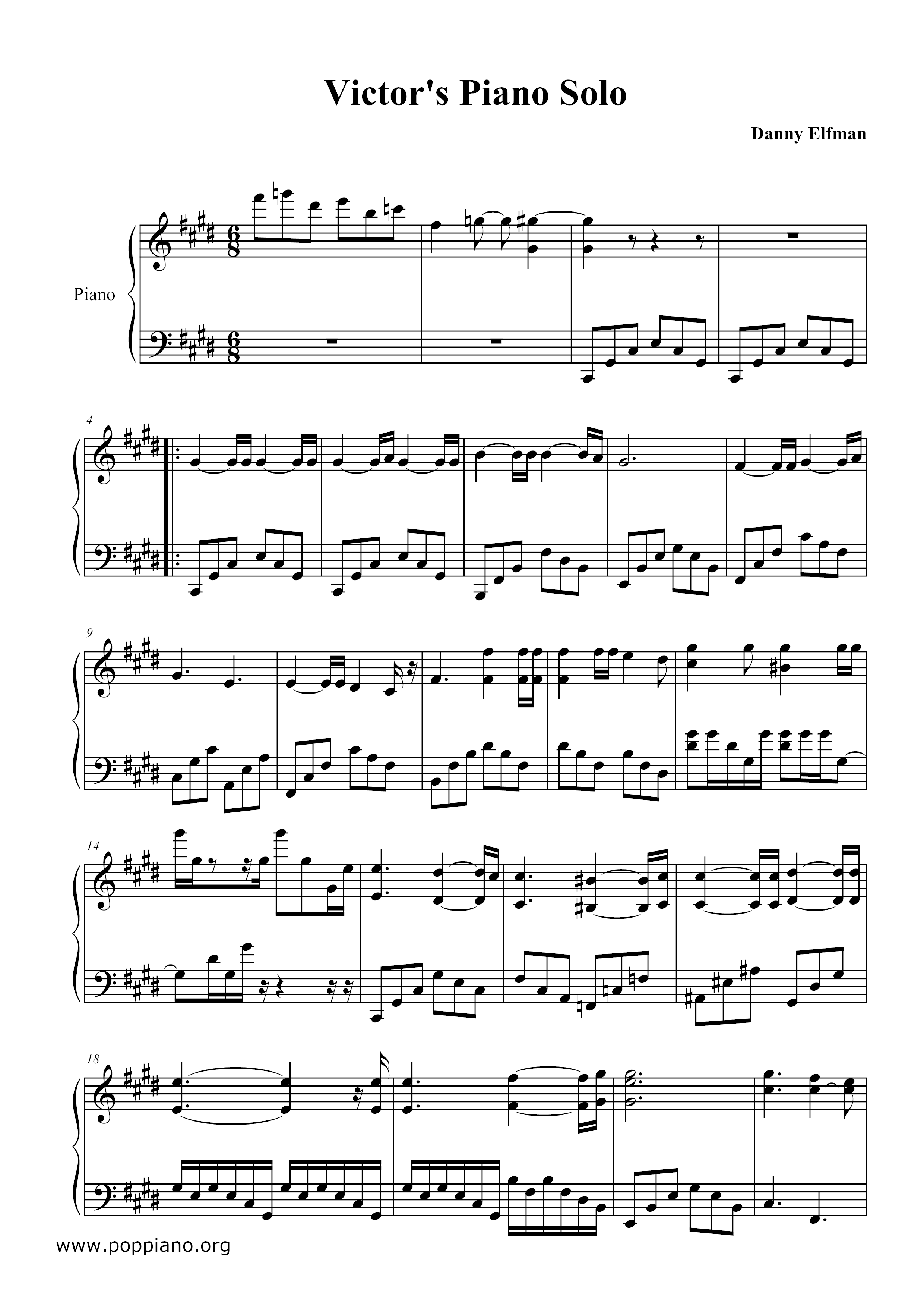 Tim Burton's Corpse Bride - Victor's Piano Soloピアノ譜