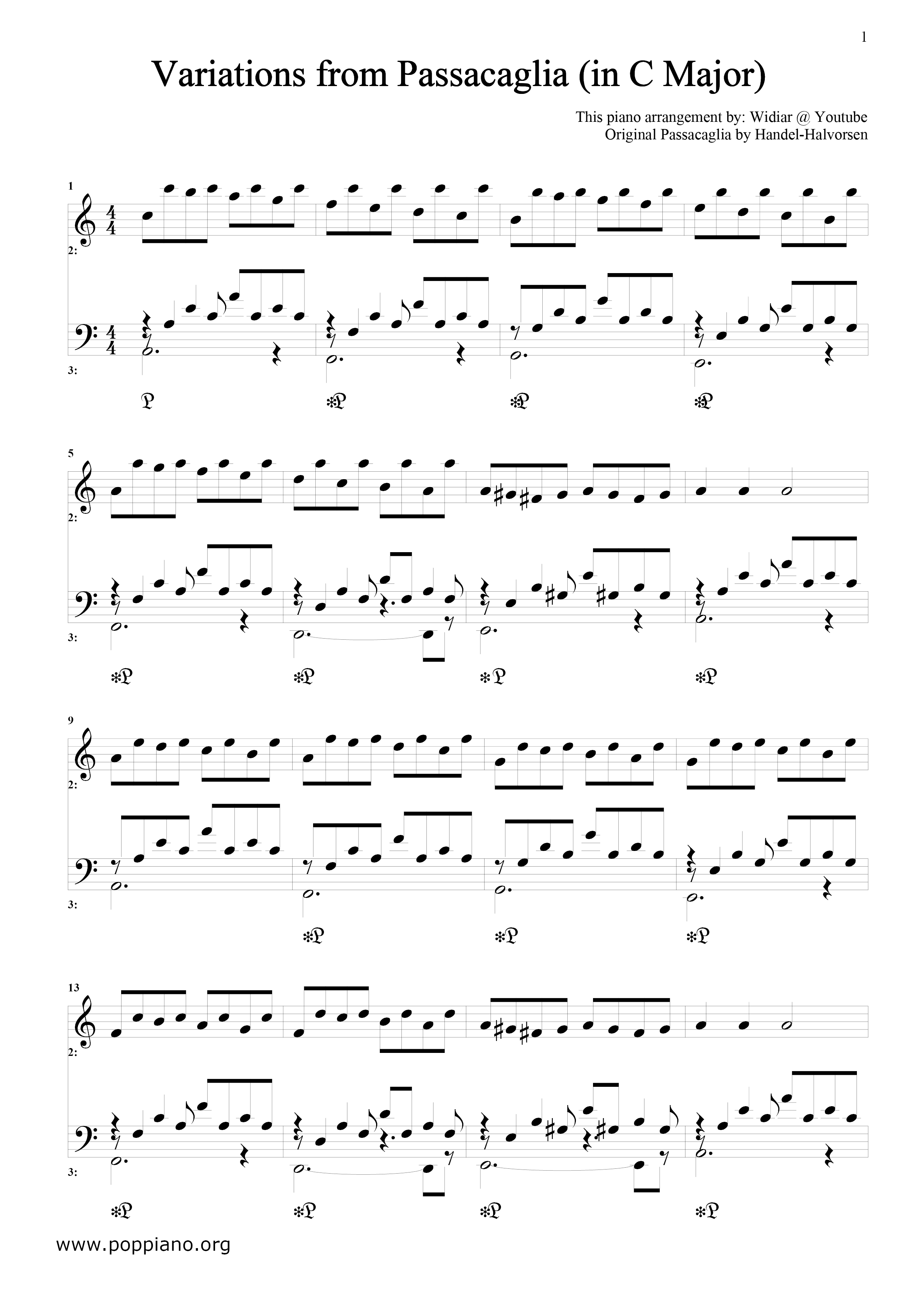 Variations of Passacaglia Score