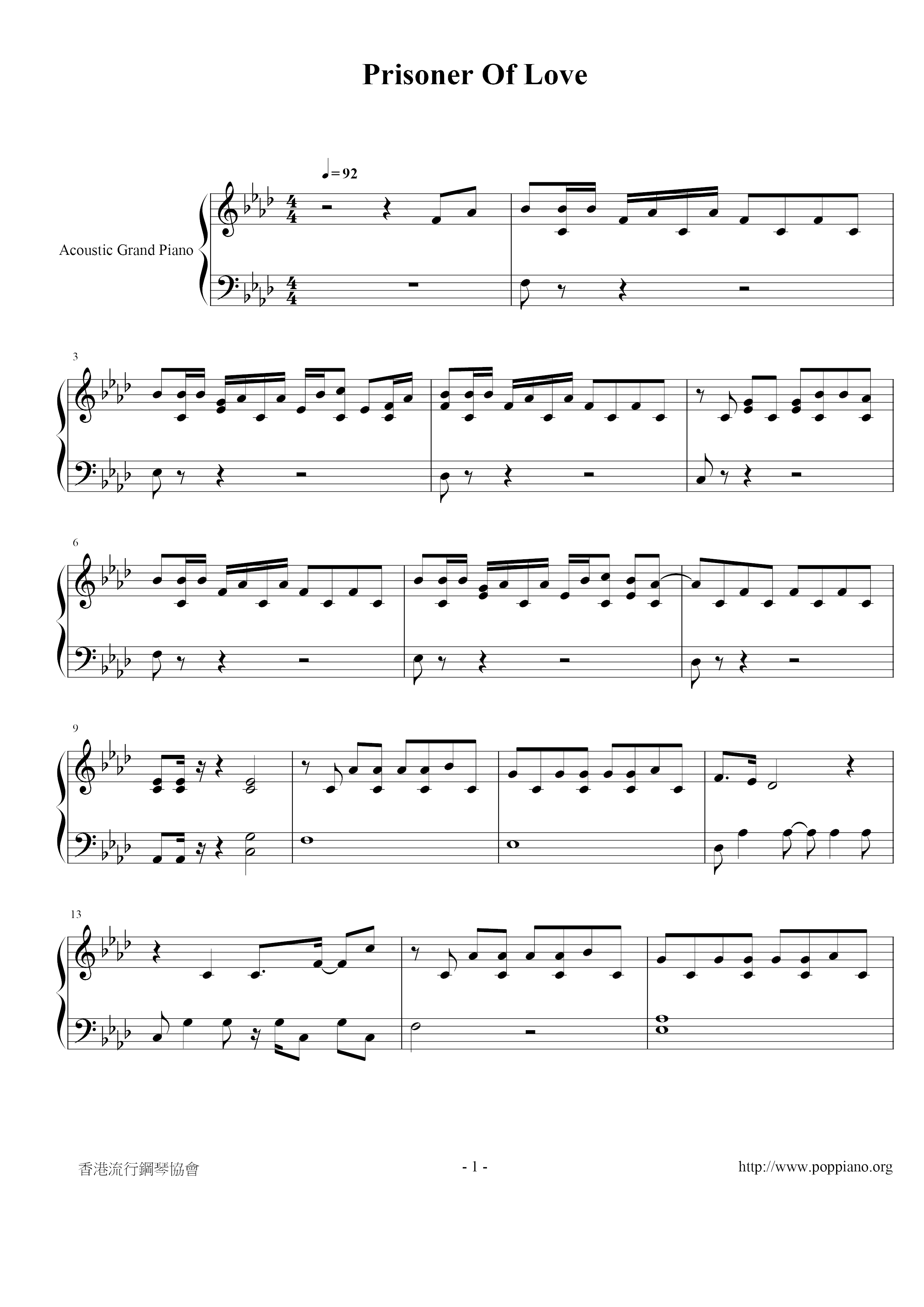 Prisoner Of Love Score