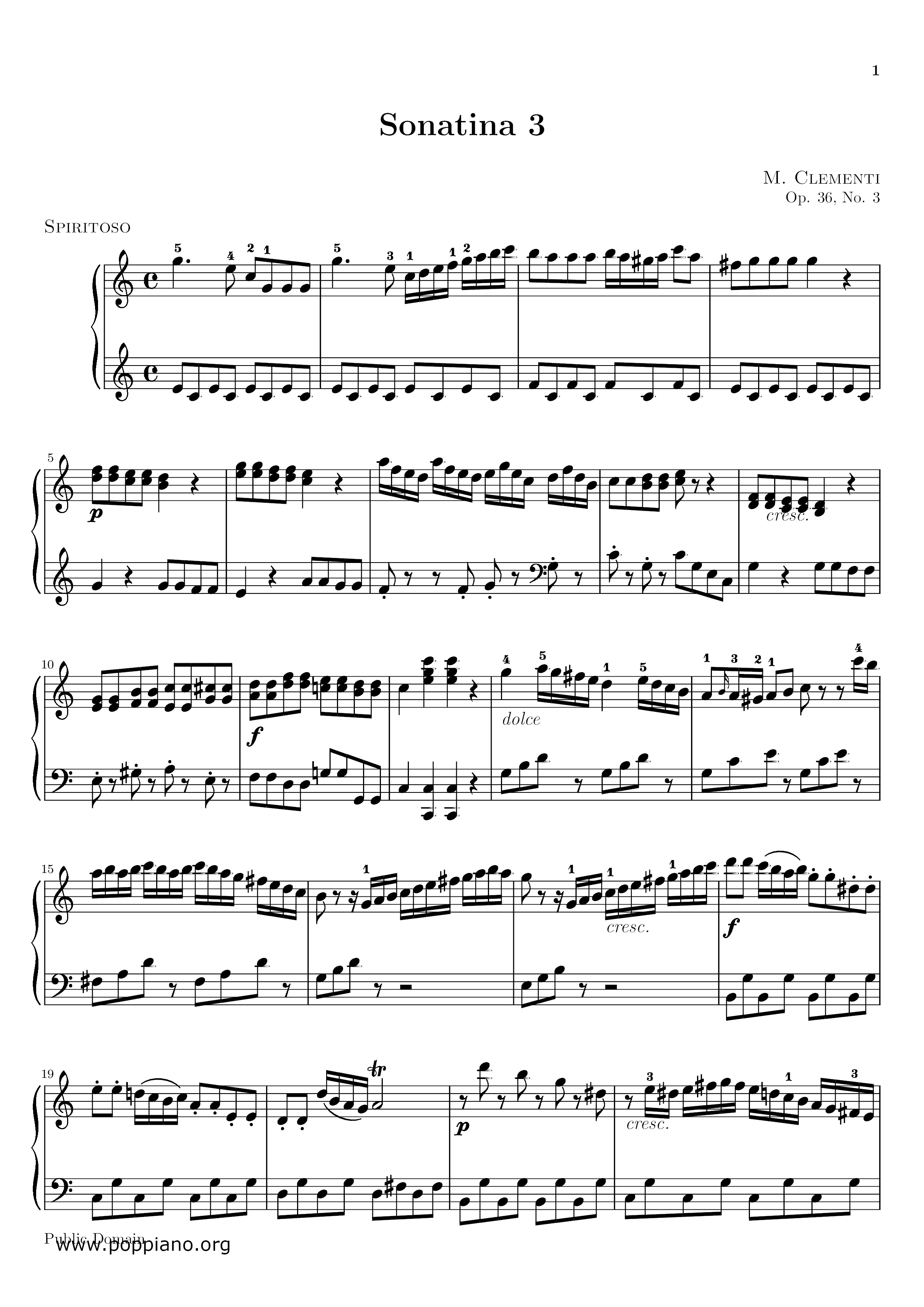 Sonatina In C Major, Op.36, No.3琴谱