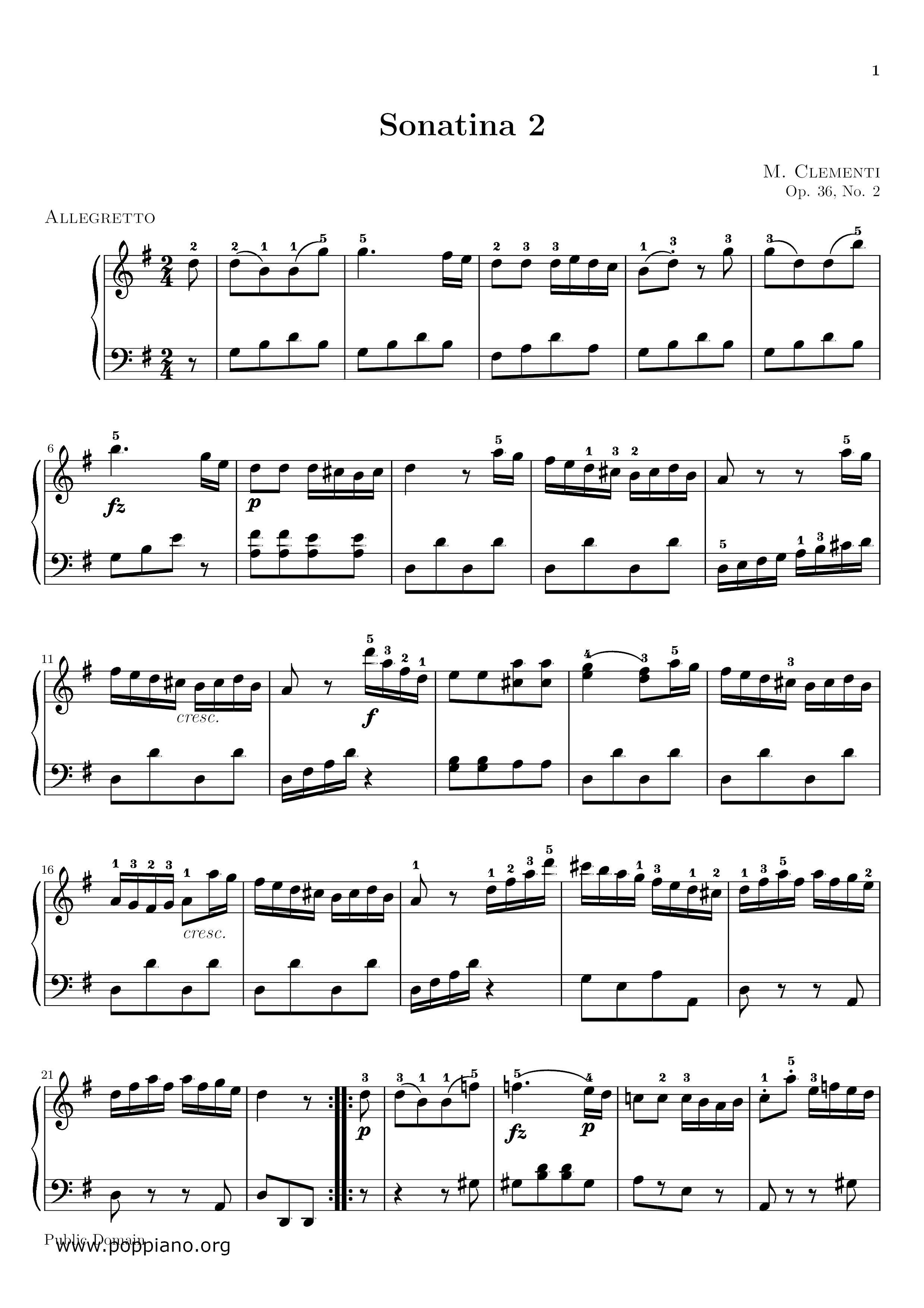 Sonatina In G Major, Op.36, No.2琴譜