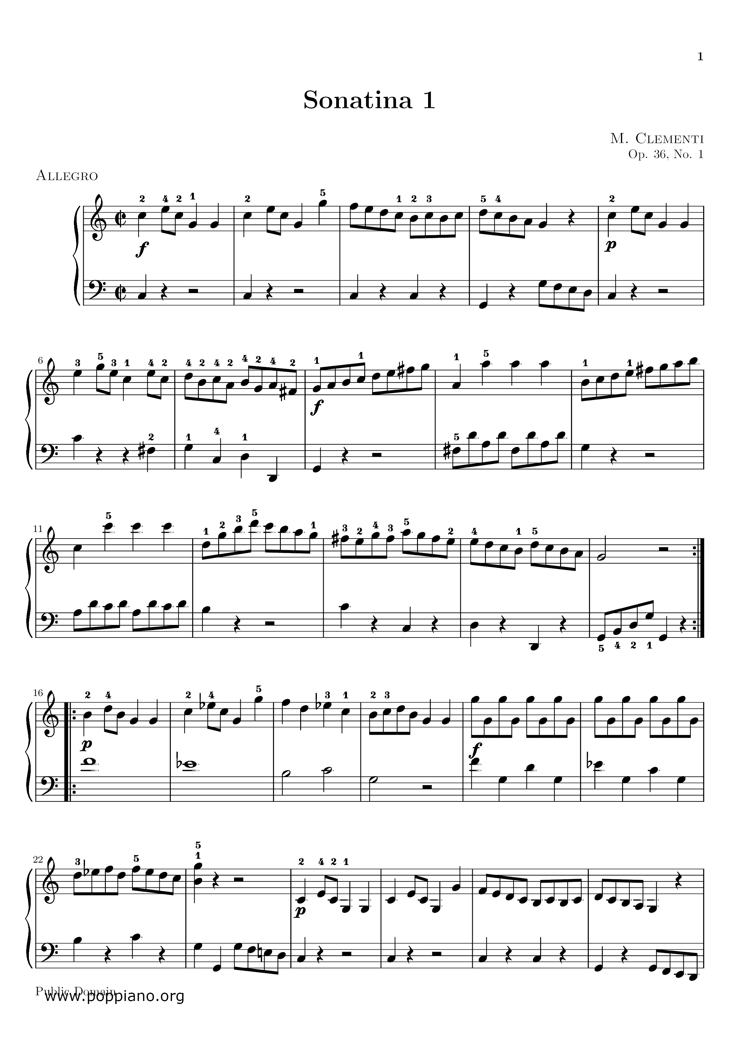 Sonatina In C Major, Op.36, No.1 Score