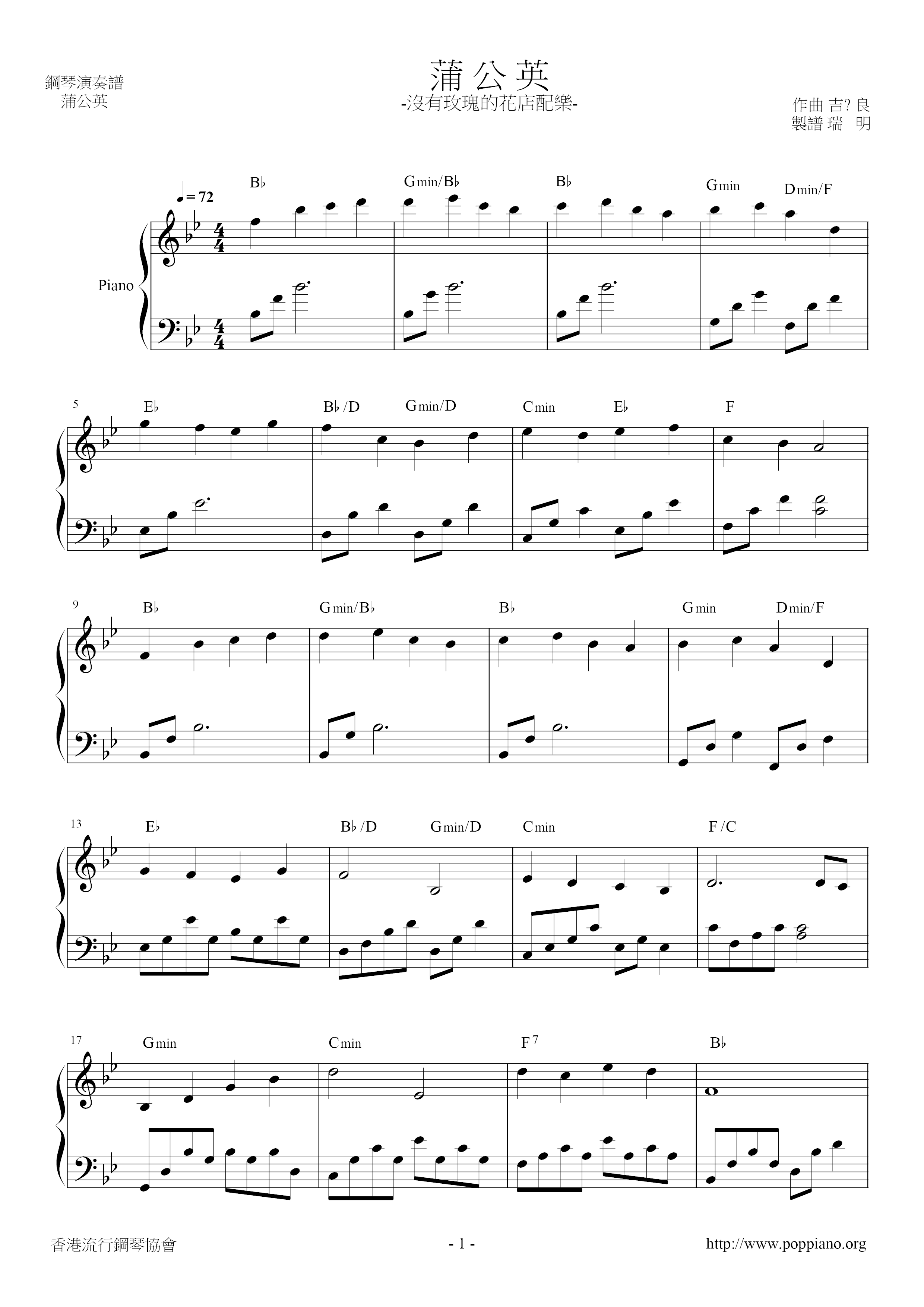 Dandelion (Flower Soundtrack Without Rose) Score