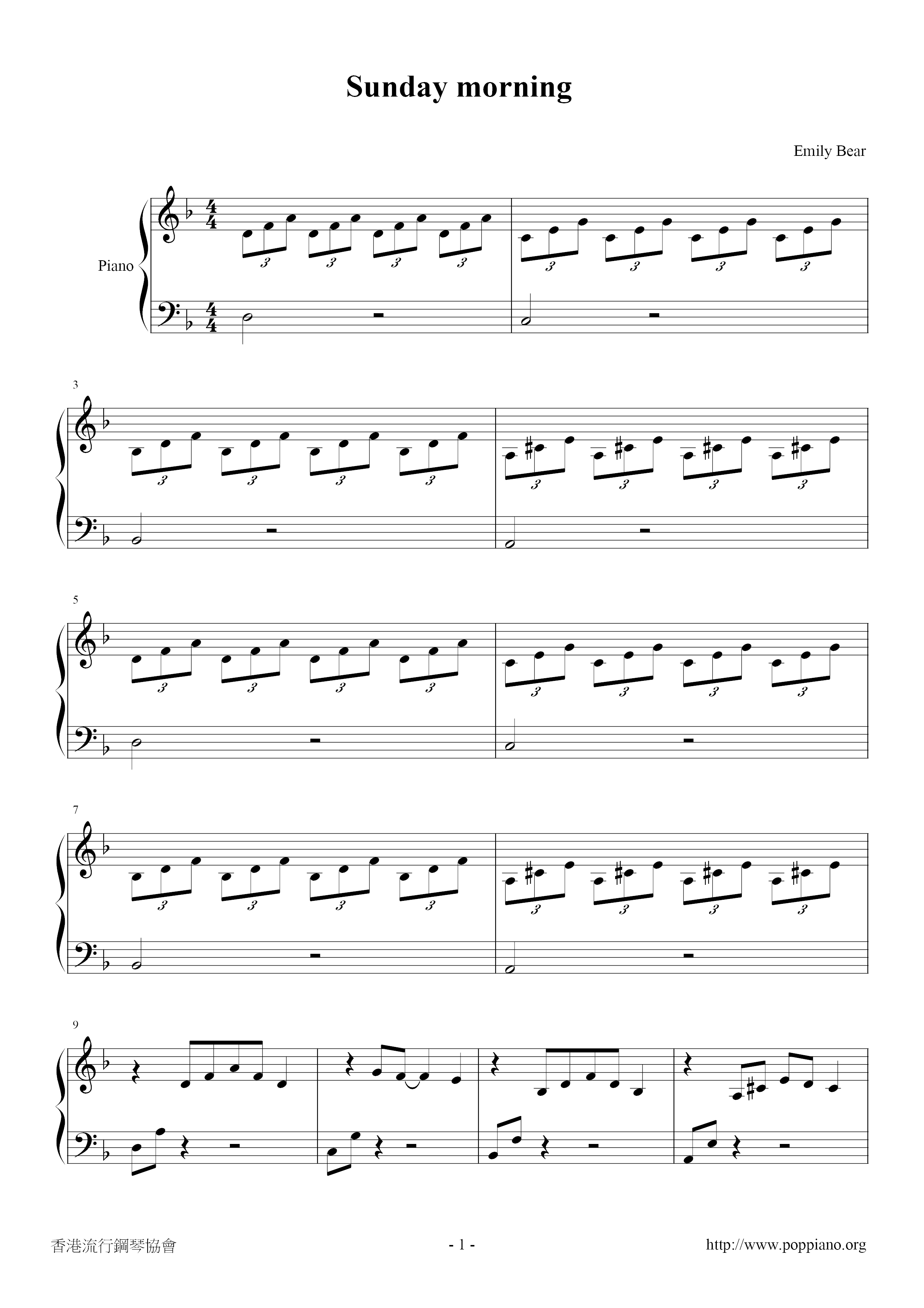 Sunday Morning琴譜