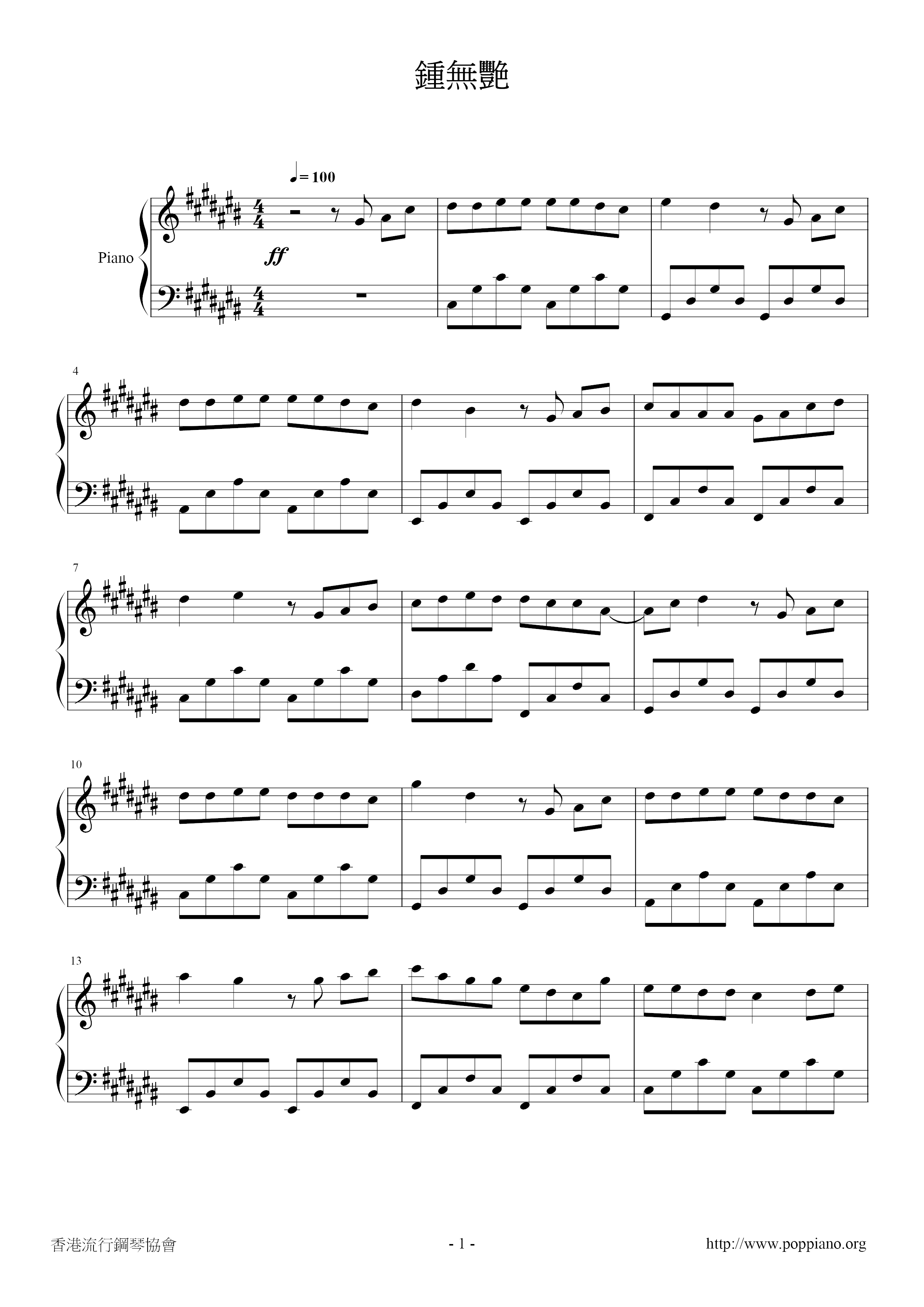 Zhong Wuyan Score