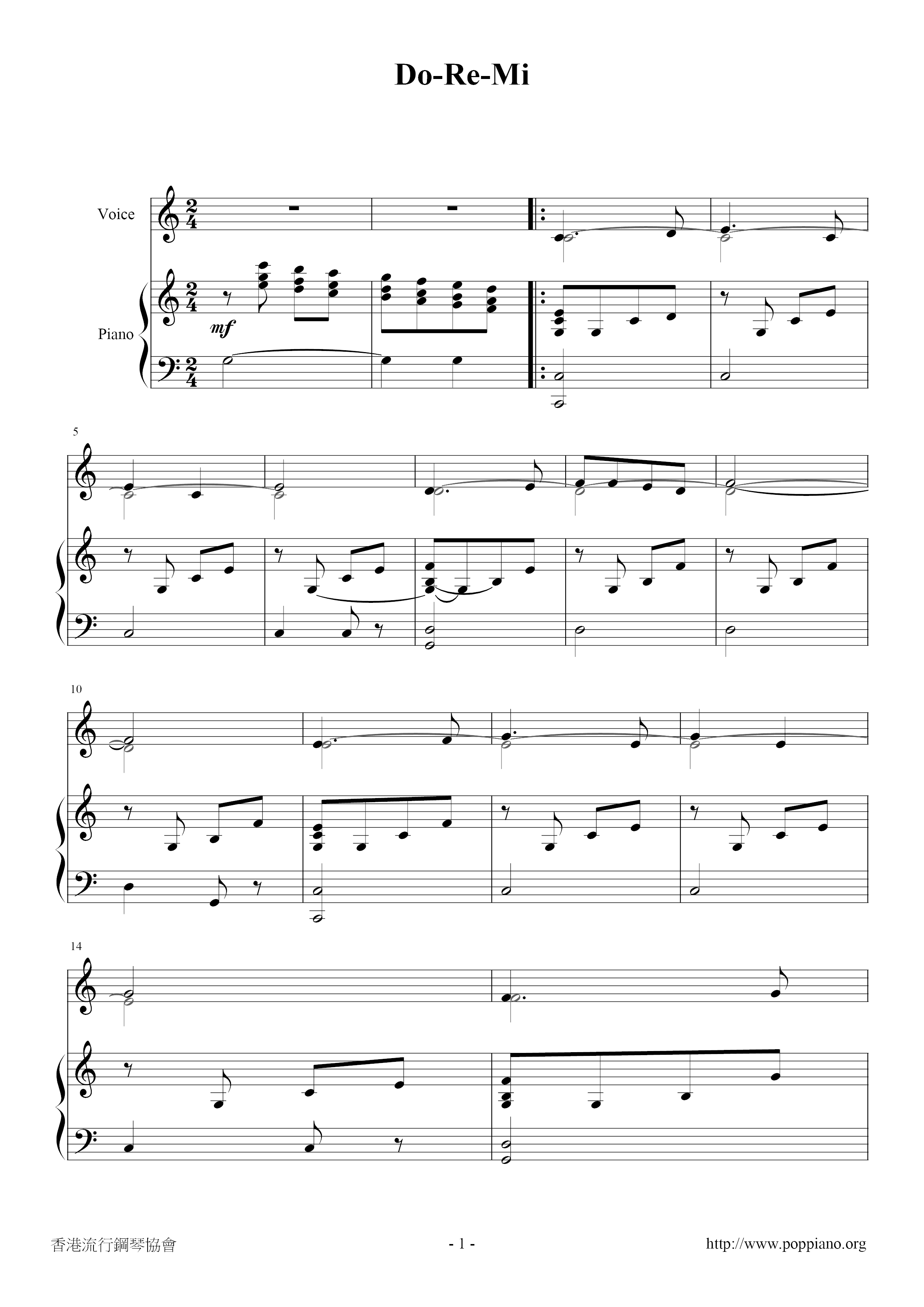 The Sound Of Music - Do-Re-Mi Score