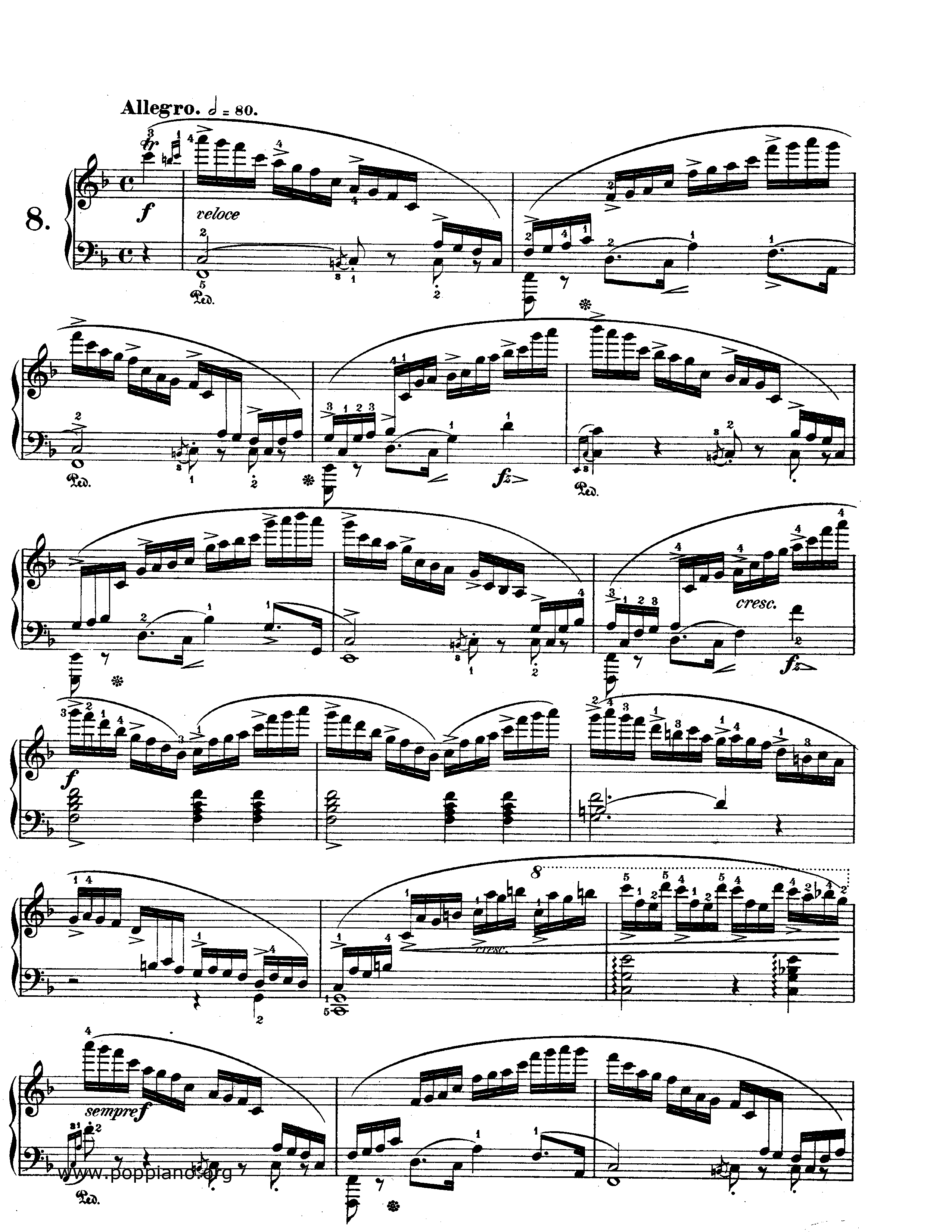 Etude Op 10 N.8, Sunshine琴谱