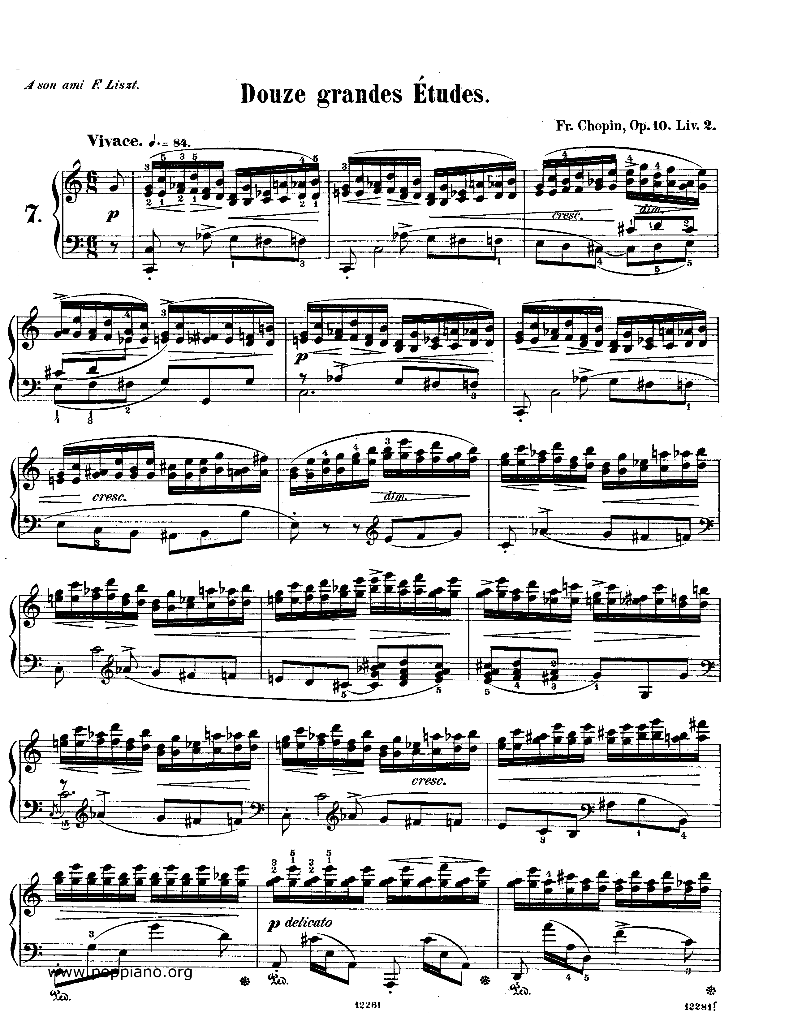 Etude Op 10 N.7, Toccata Score