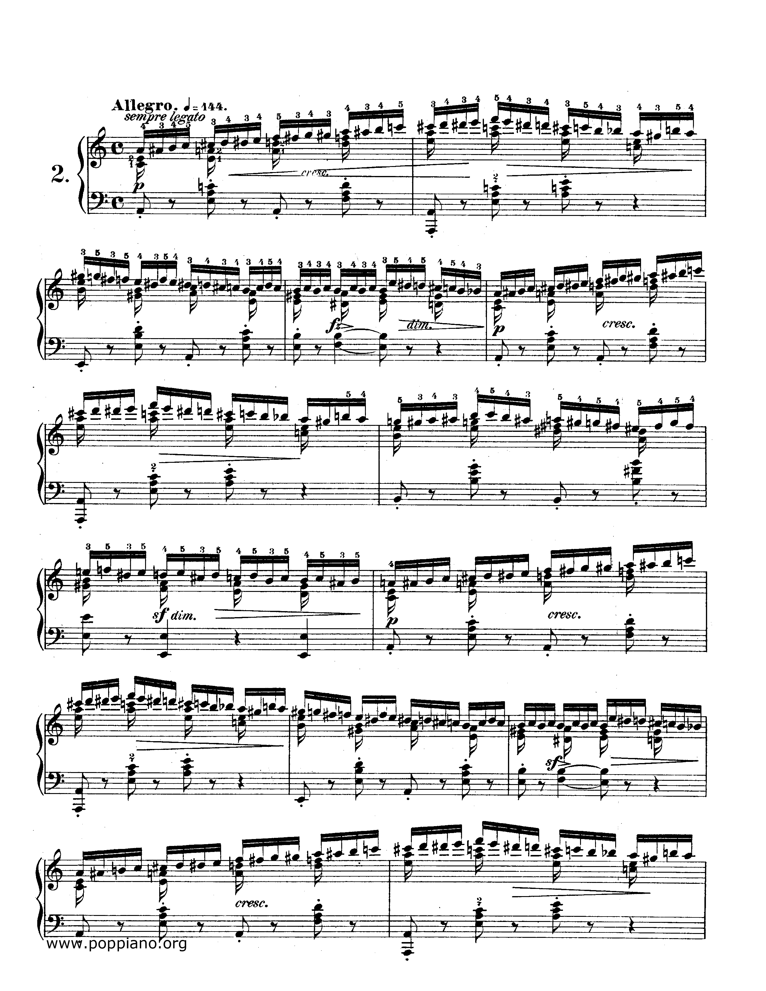 Etude Op 10 N.2, Chromatic琴譜