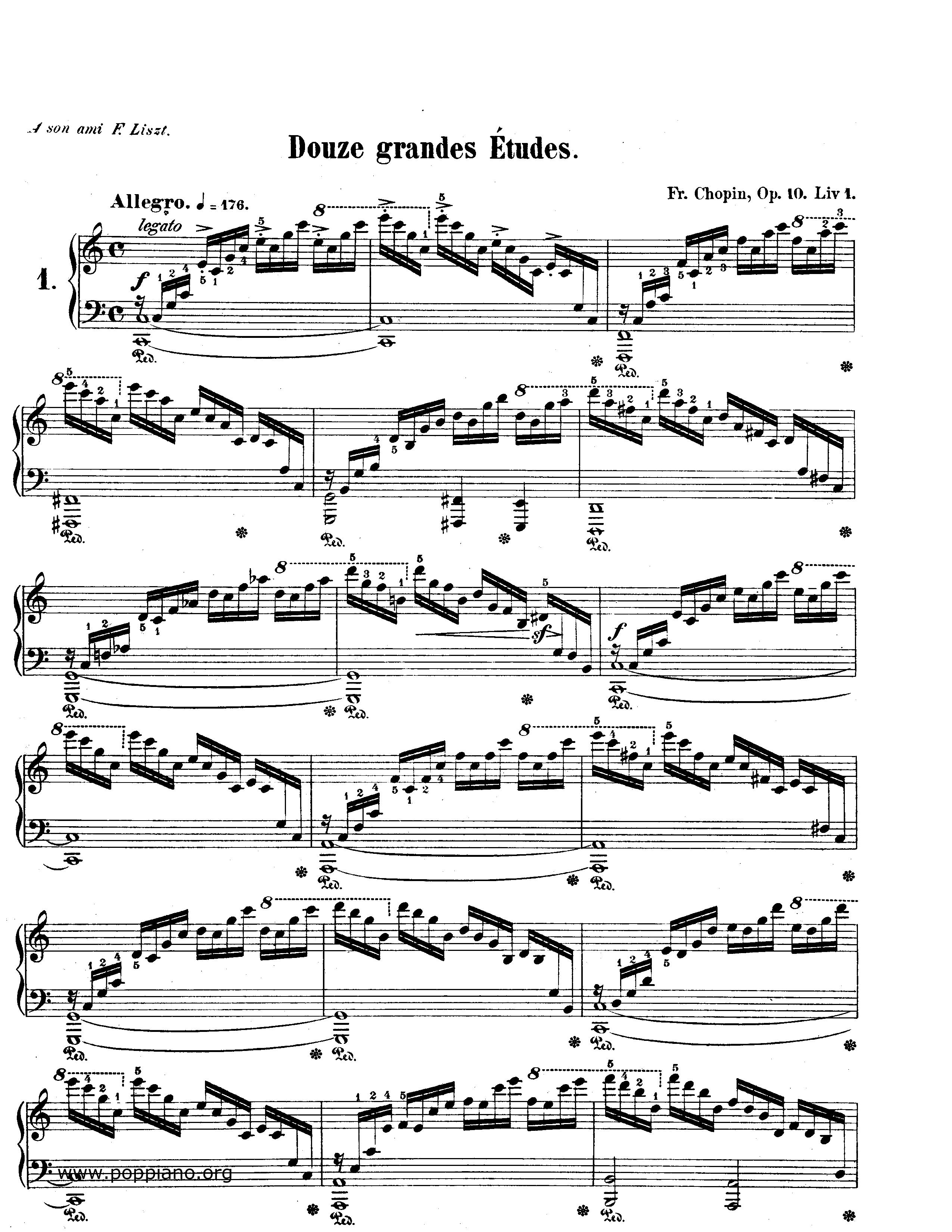Op. 10, Etude No. 1 Waterfall Score
