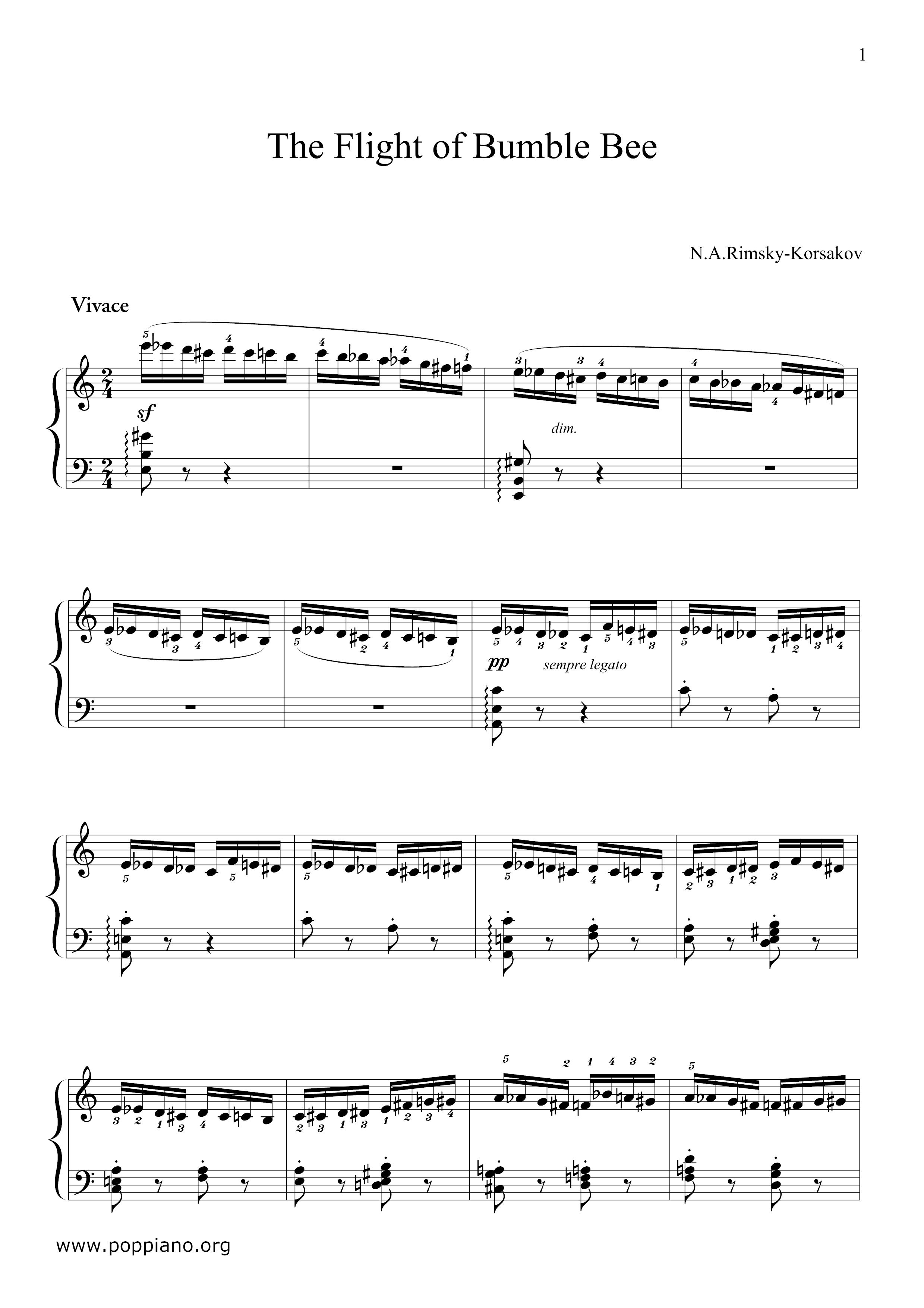 Flight of the Bumblebee Score