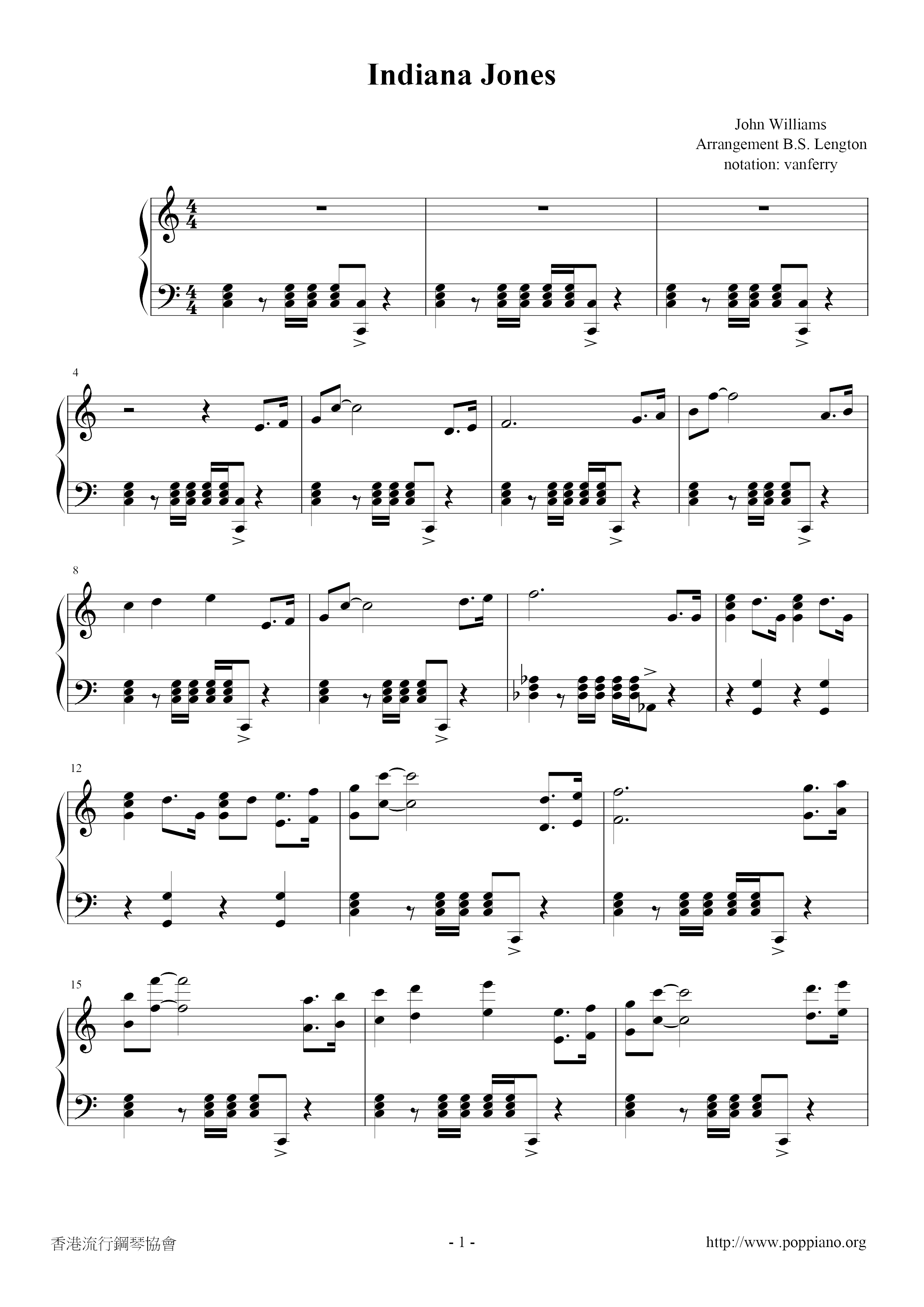 Indiana Jones Theme Score