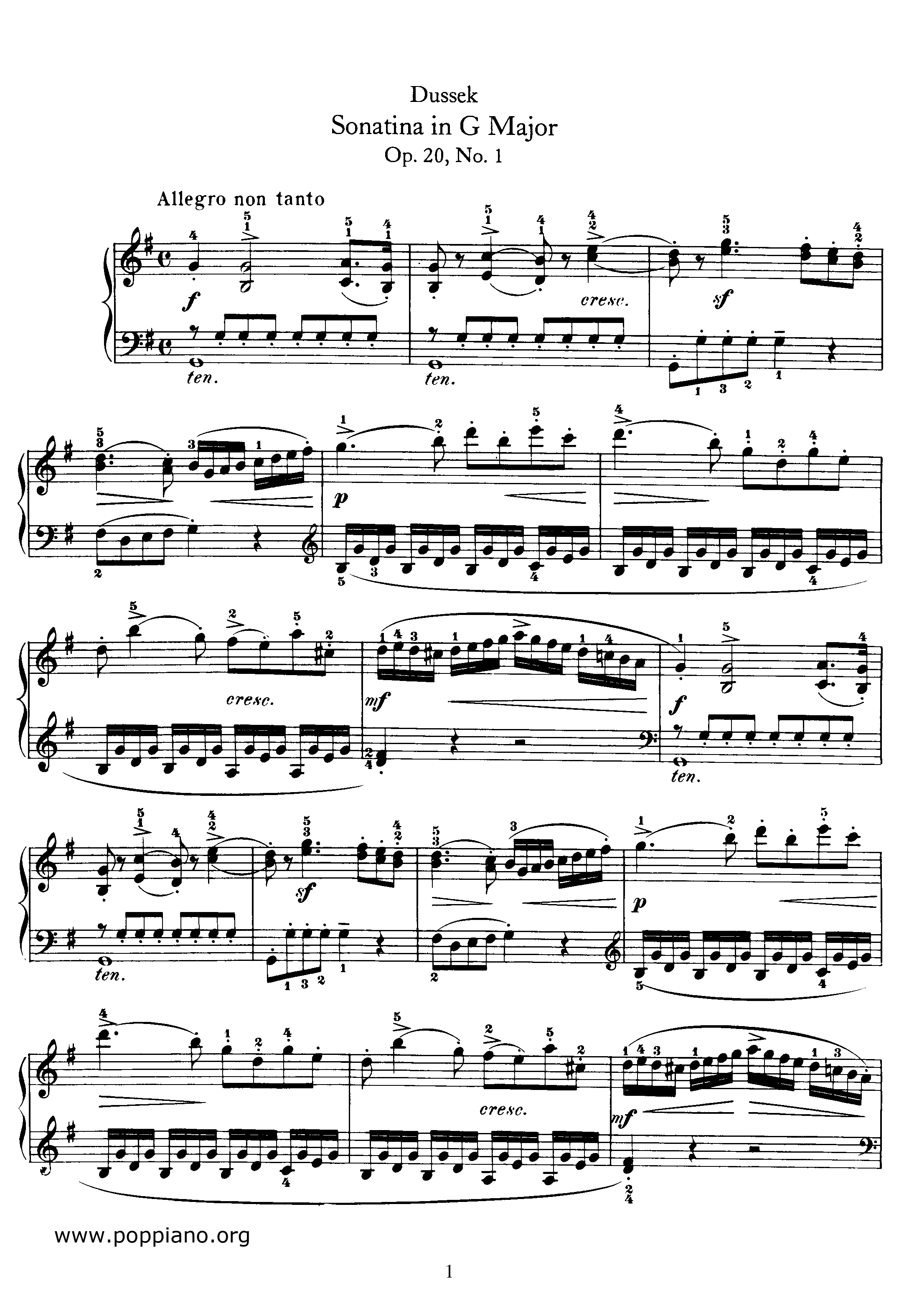 Dussek 6 Sonatinas Op. 20ピアノ譜